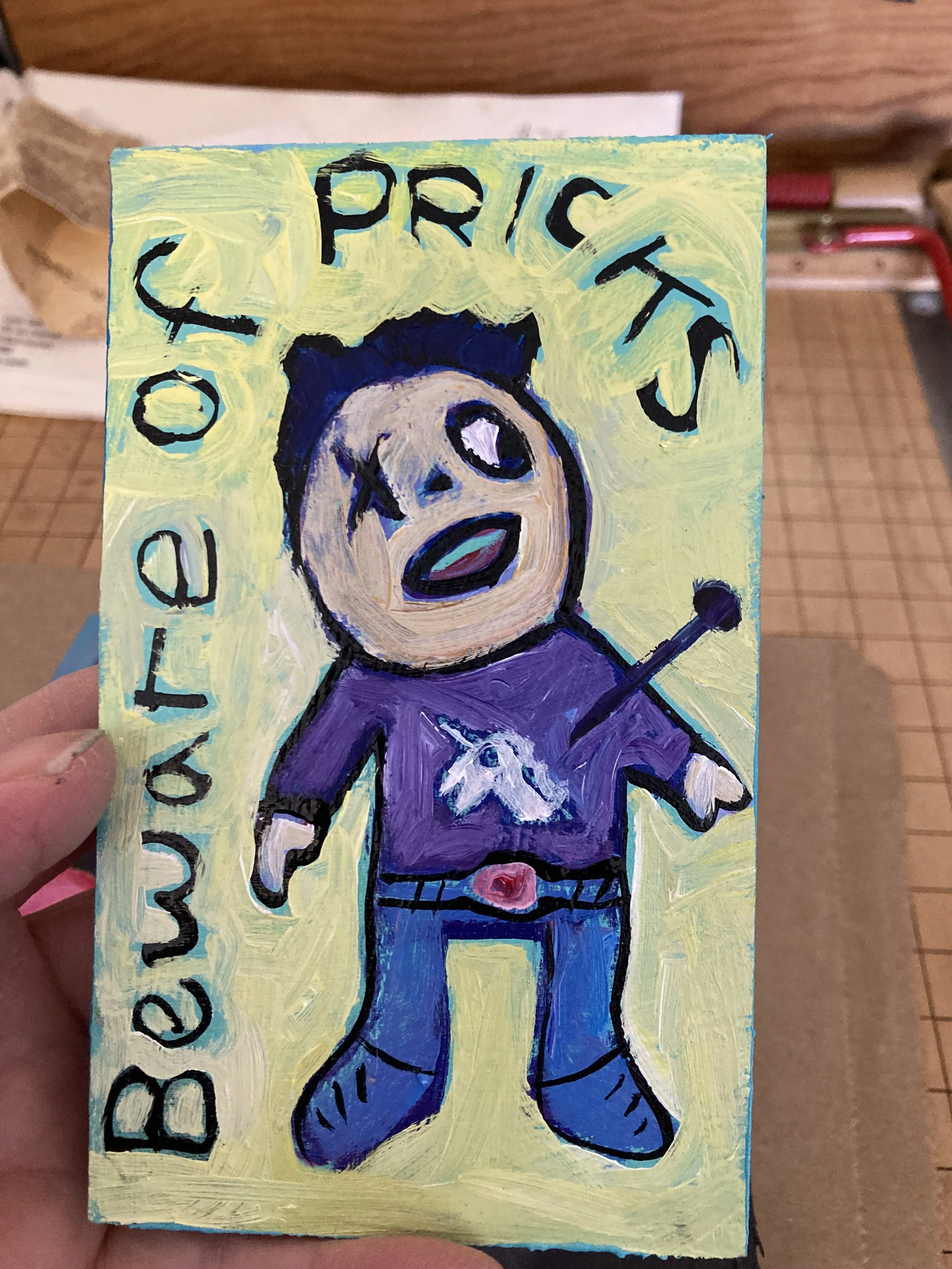 Pricks acrylic on wood 3x5