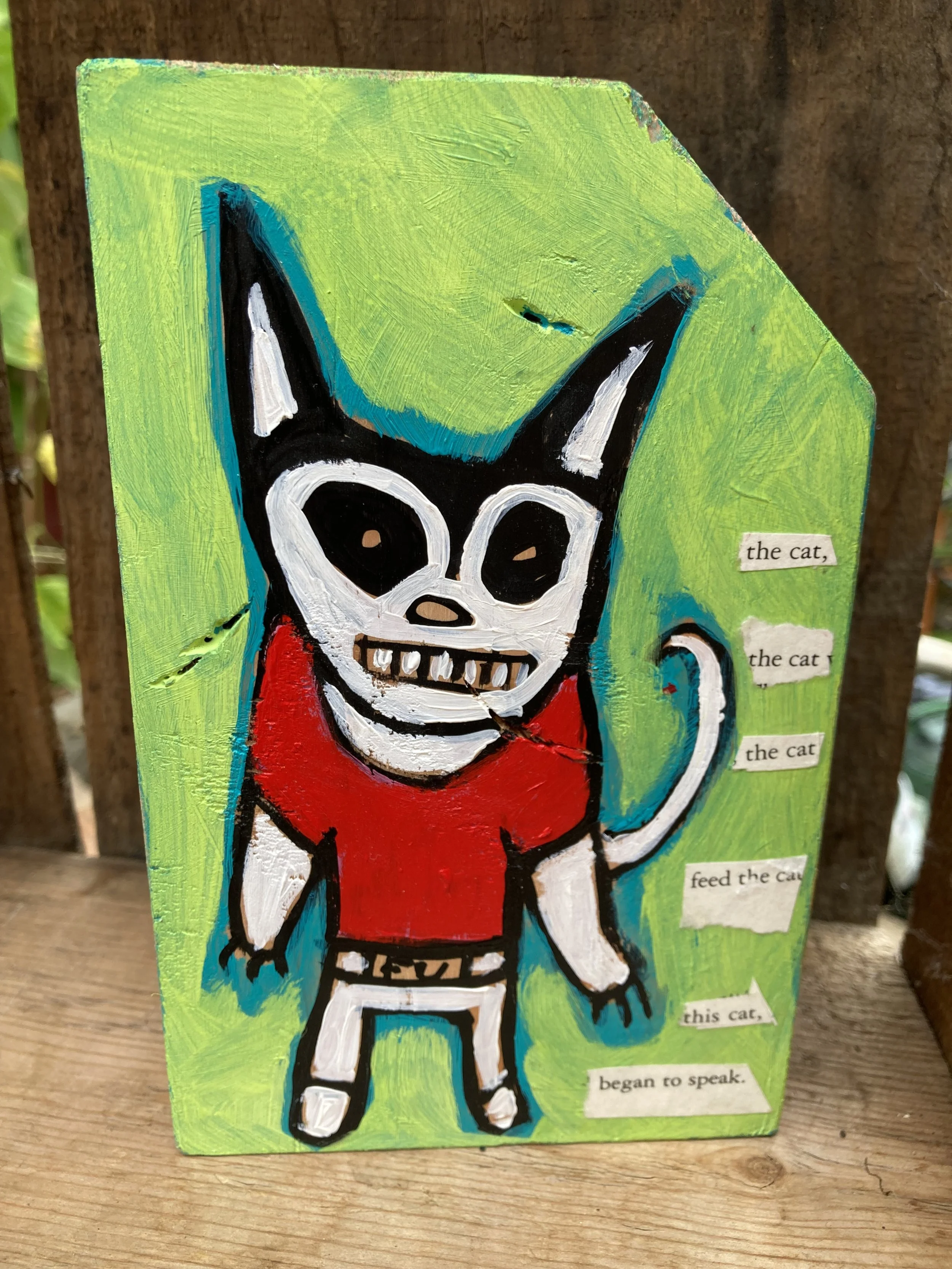 Fond Food Cat Collage and acrylic Paint $50
