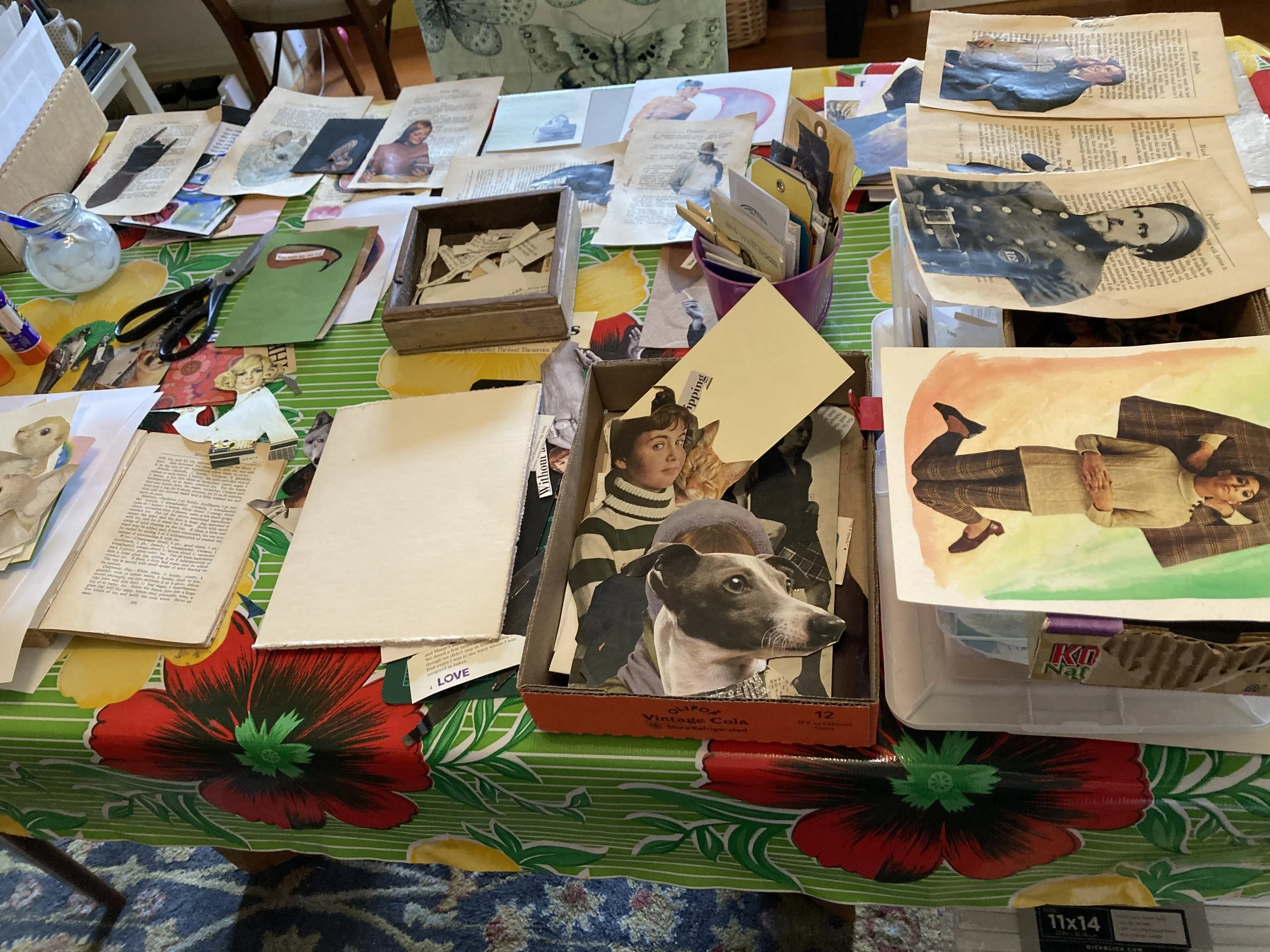 Making a mess while collaging 