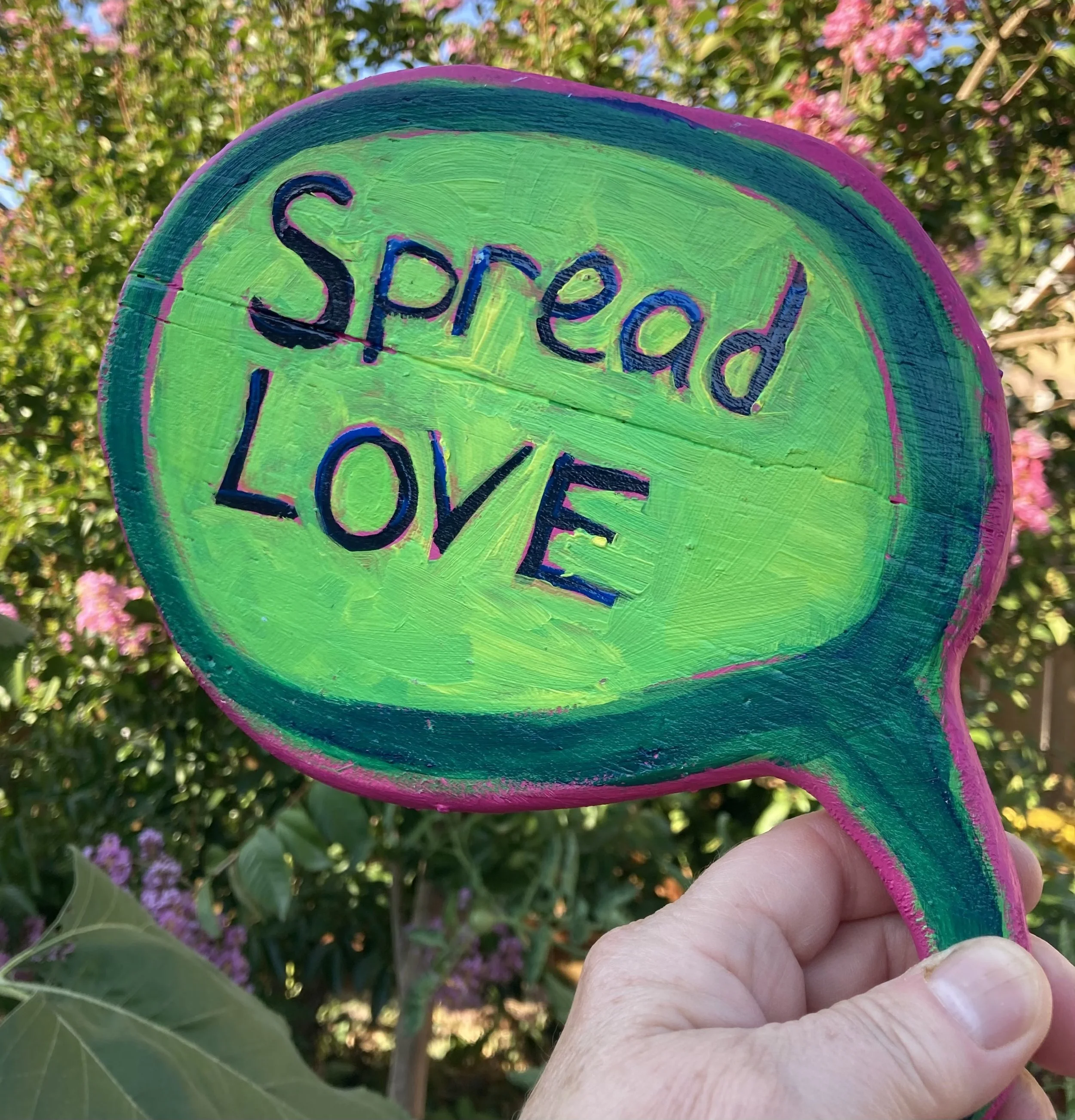Double Sided Speech Bubble with You're Sparkle Rainbow Glitter acrylic on scrap wood $100