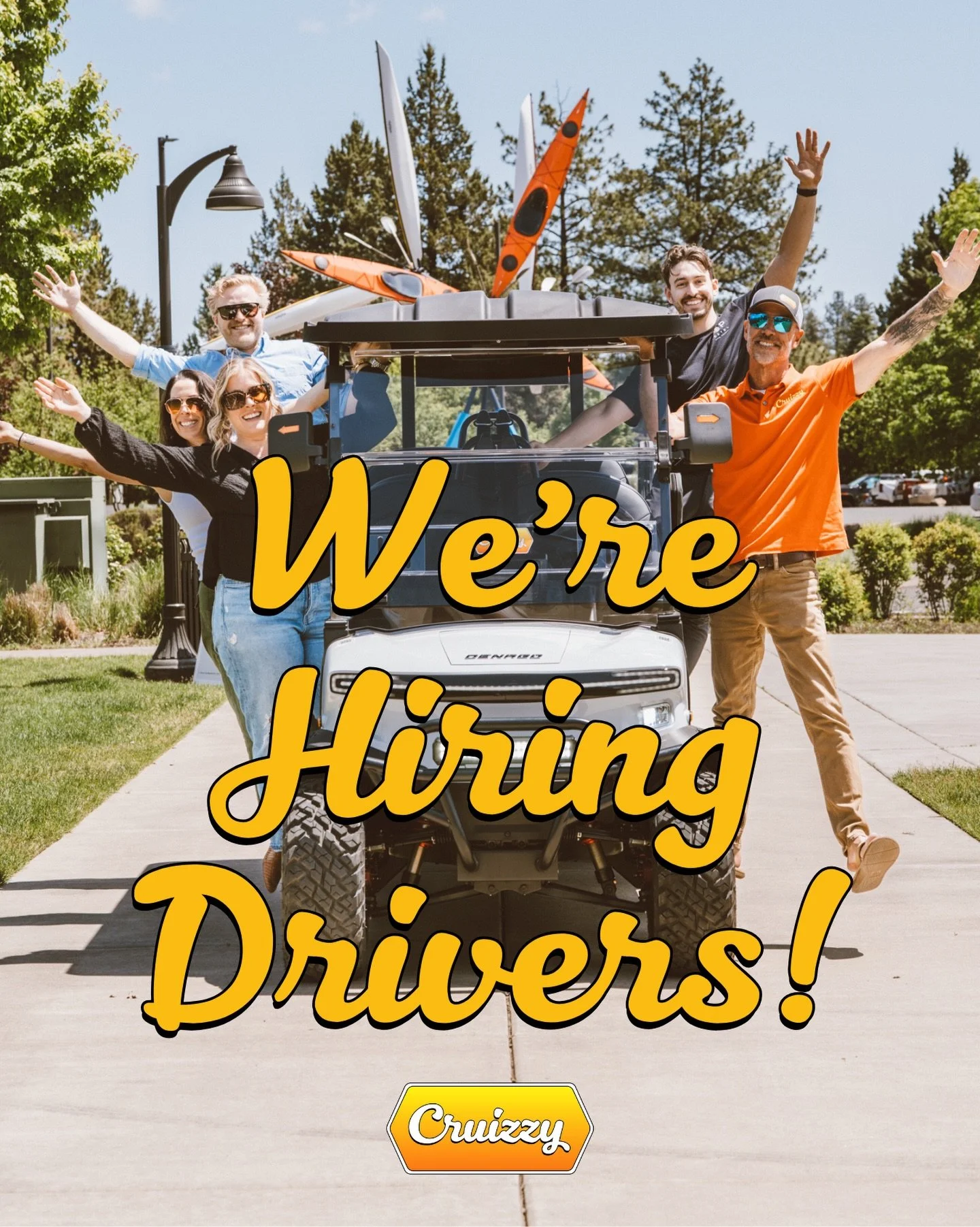 Cruizzy is hiring drivers for the upcoming season! Spend your summer Cruizzin&rsquo;. 😎 ☀️ 

We&rsquo;re looking for reliable, friendly people to join us for a fun summer on the move. Most shifts will run from 11&ndash;5 transporting tubers for @sun