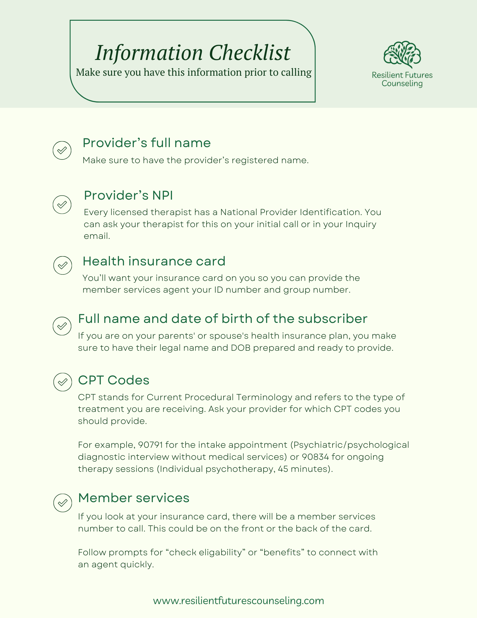 Things you will need to check your Out of Network benefits!