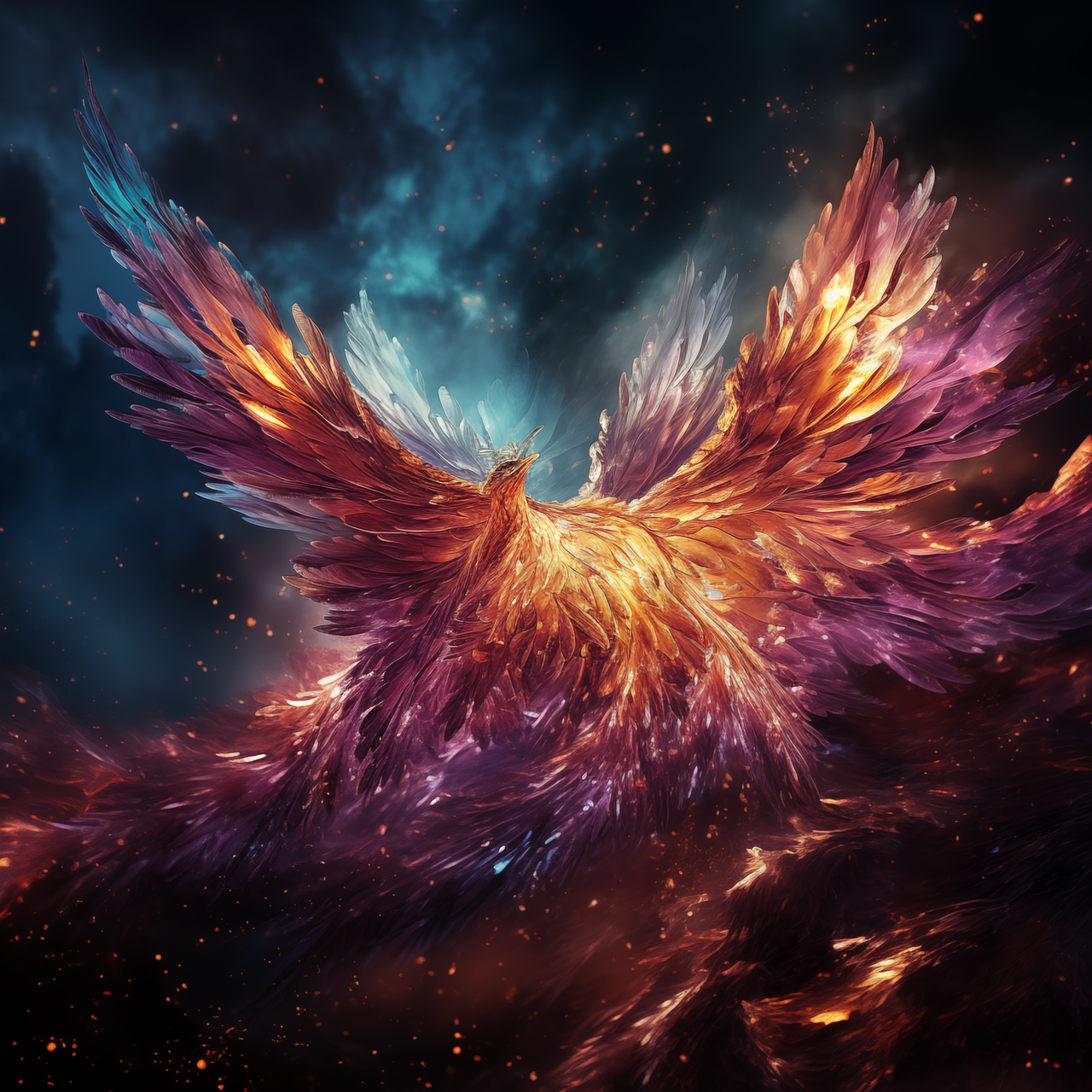A radiant phoenix emerging from light and fire representing renewal, awakening, and the soul's divine transformation also symbolizing spiritual rebirth