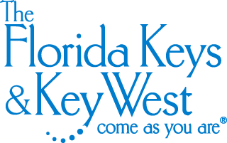 Logo of The Florida Keys & Key West with the slogan "come as you are" in blue text.
