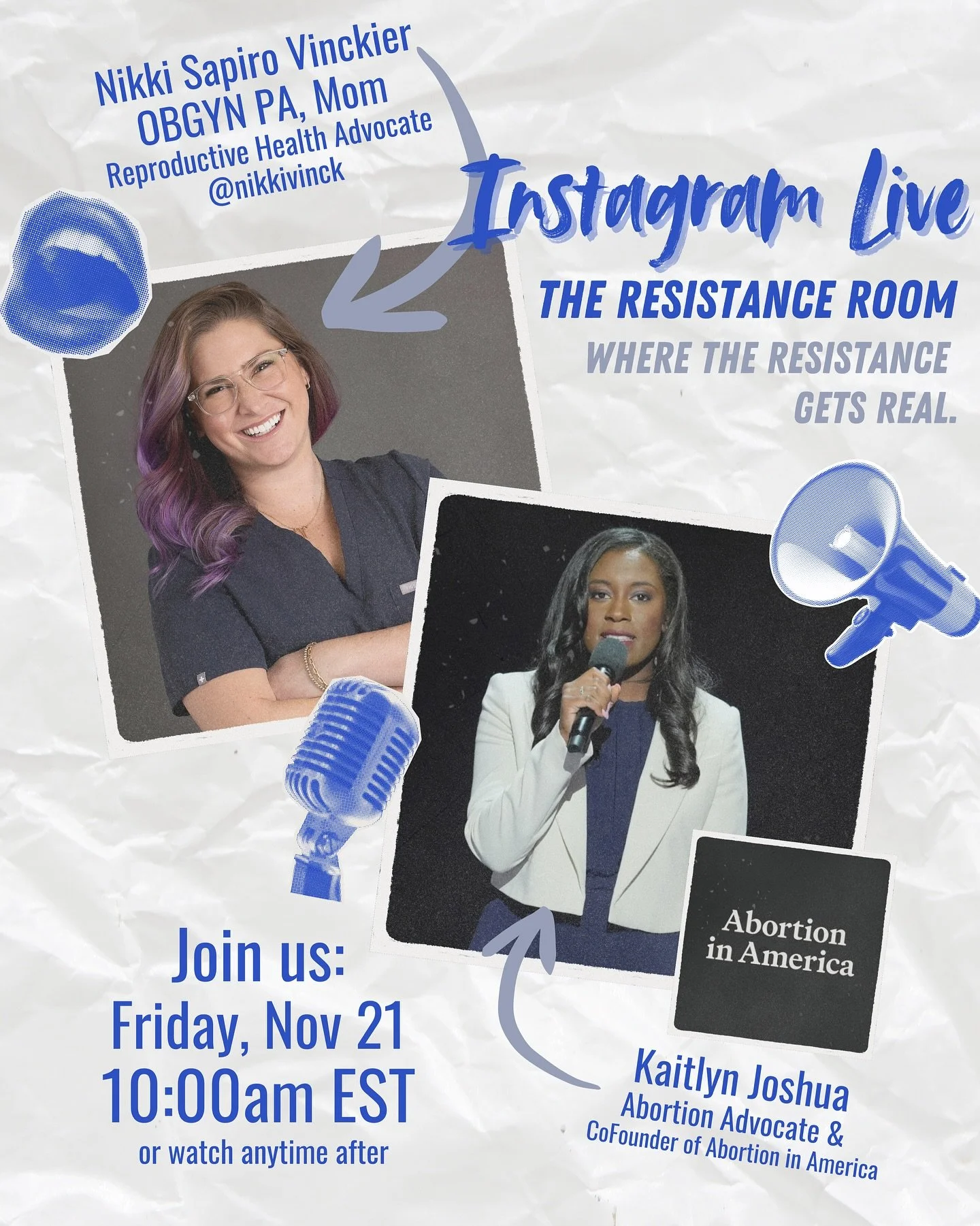 Honored to get to chat with one of my all time faves, @kait.joshua . Join us in the Resistance Room this Friday.