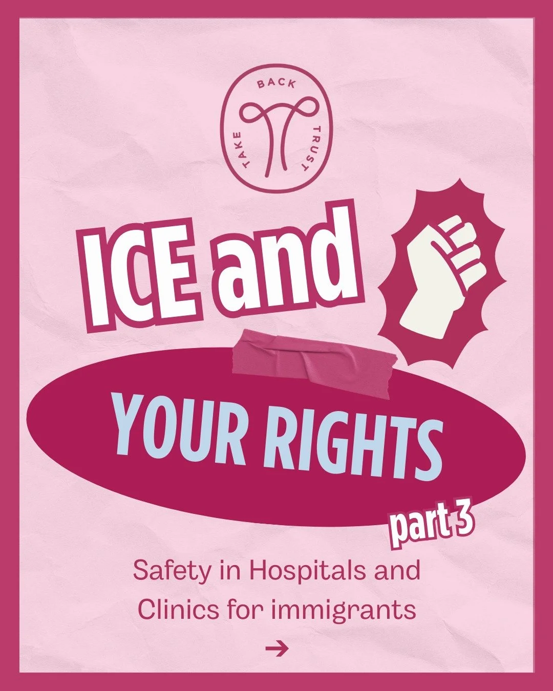 Part 3 of our Ice and Your Rights: Immigrant Safety in Hospitals and Clinics series.

@takebacktrust has a dedicated resource page for all the resources you might need during these times. Comment &ldquo;TBT Rights&rdquo; to learn more.
-
-
-
-
-
-
-
