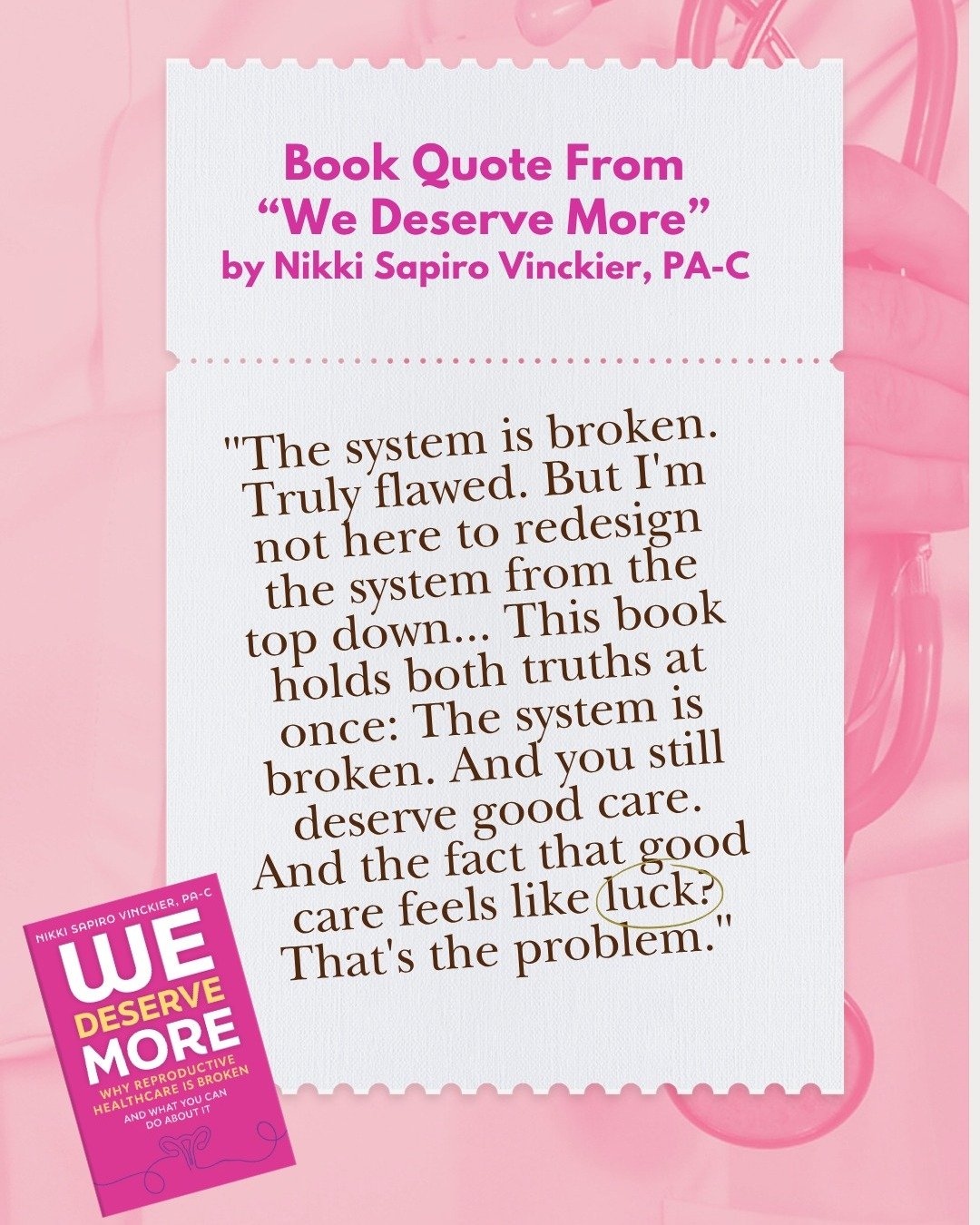Today&rsquo;s book quote from &ldquo;We Deserve More: Why Reproductive Healthcare Is Broken and What You Can Do About It&rdquo; &mdash; it&rsquo;s available on May 18th, but it&rsquo;s now up for preorders. Link in bio to access!
-
-
-
-
-
-
-
#bookr