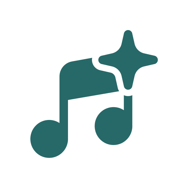 A music note with a sparkling star on top.