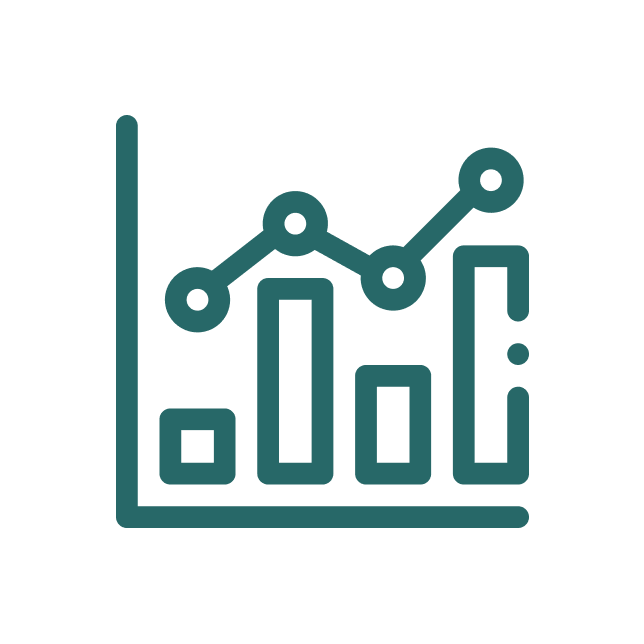 A digital icon of a chart with a bar graph and a line graph overlay.
