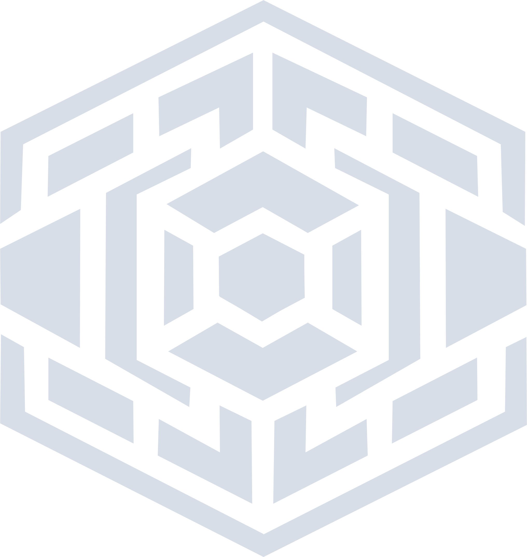 An isometric drawing of a transparent cube with a complex, maze-like internal structure, drawn with black outlines on a light background.