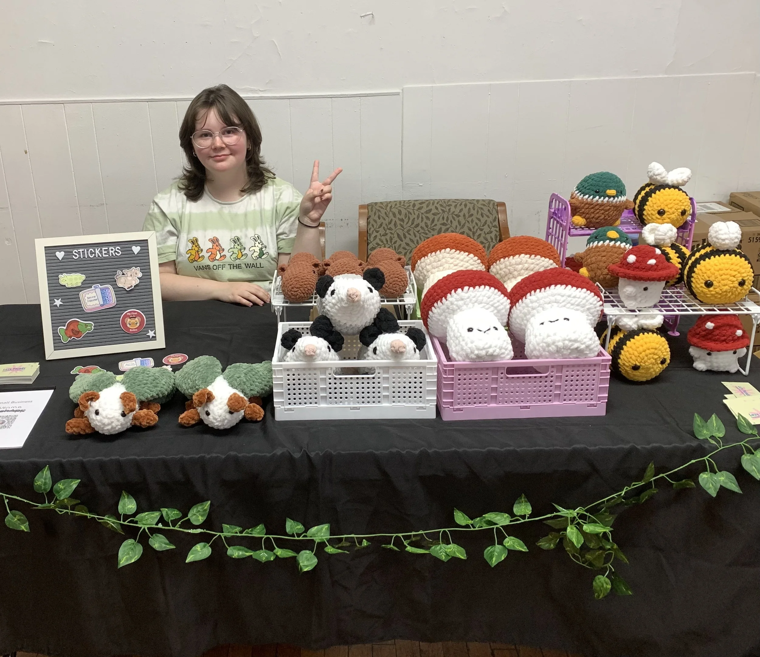 Crochet plush market table