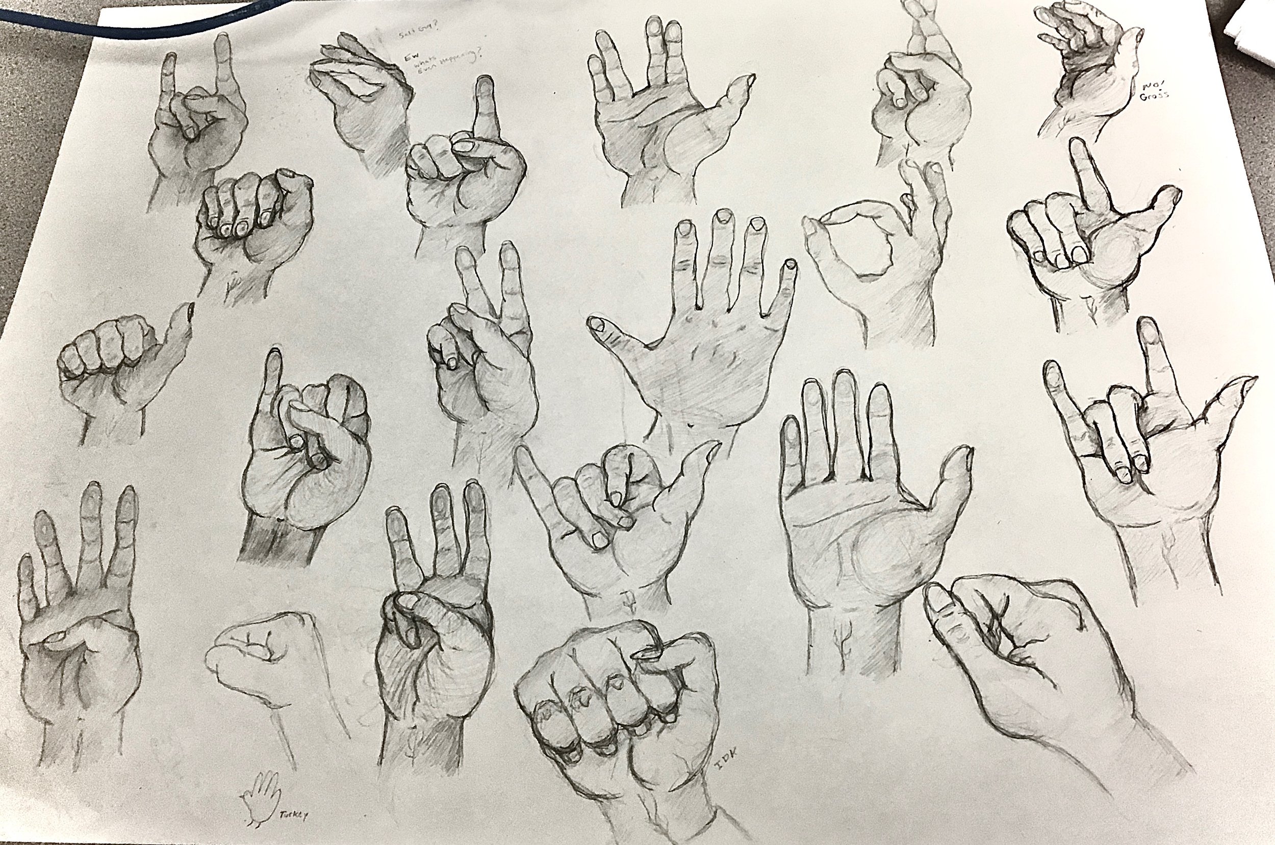 Charcoal hand drawings