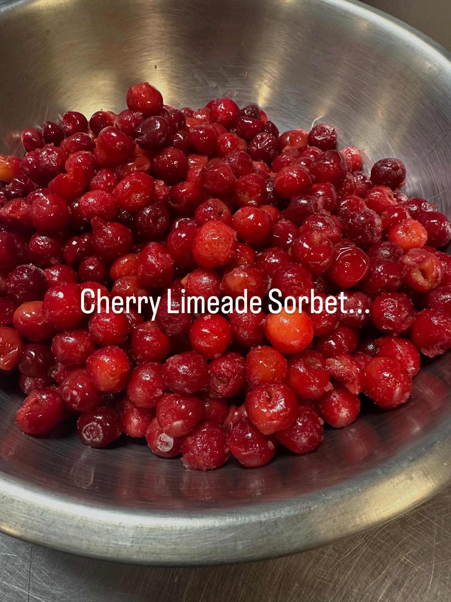 Cherry Limemade Sorbet!  Made from whole cherries and fresh squeezed lime juice!  #homemadeicecream #madeincolorado #grandjunctioncolorado #northforkvalley #madefromscratch