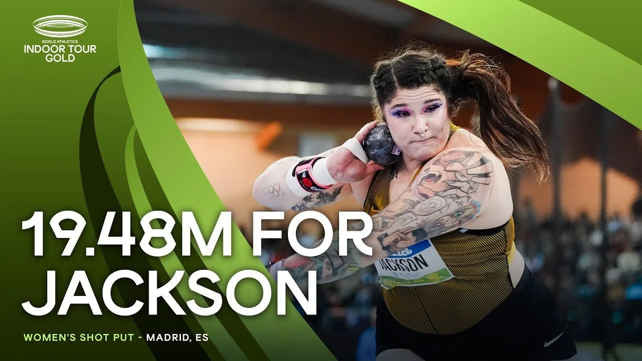 Jackson throws 19.48m in Madrid to win the World Indoor Tour
