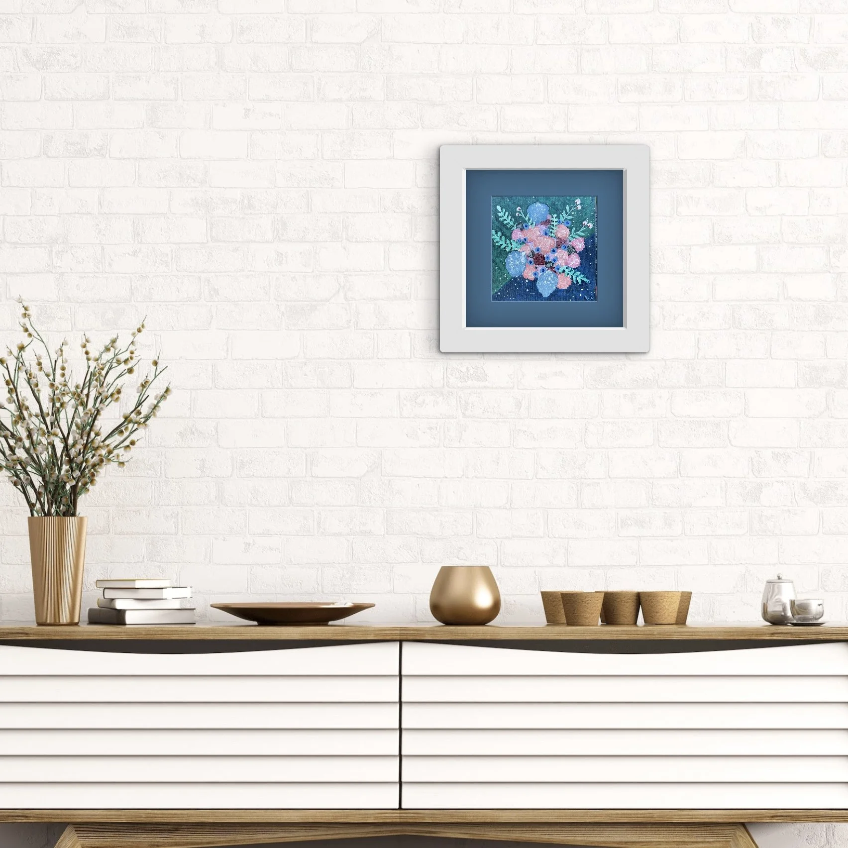 Muted Palette Original – “Evening Garden” – Acrylic on Canvas Panel (20.4cm x 20.4cm)