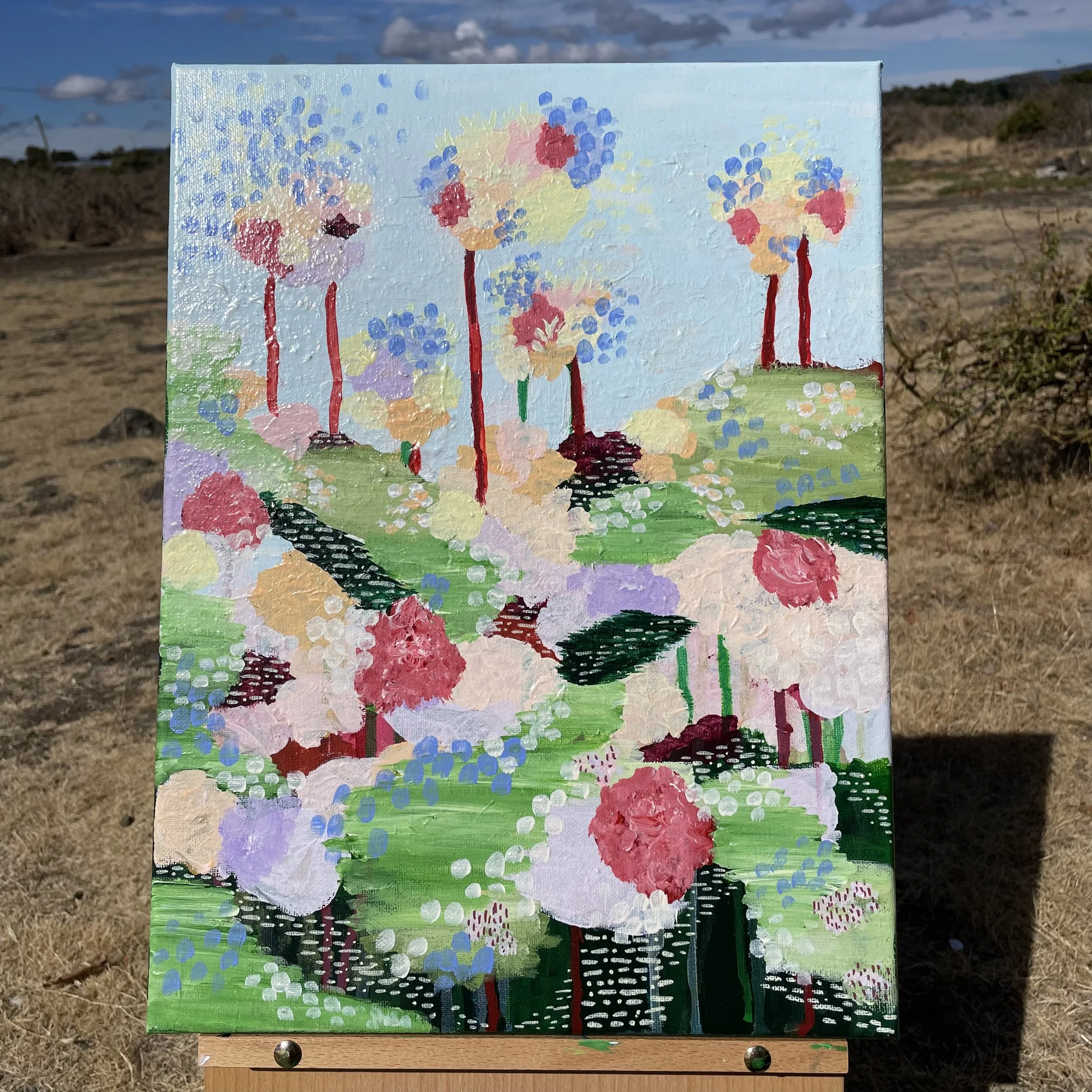 Hills that hum- Original Acrylic Painting Acrylic on slim canvas, 30cm × 40cm