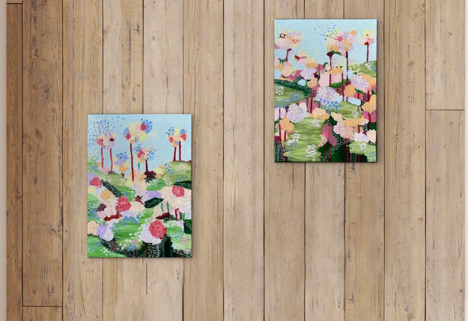 Meadow of Small Joys - Original Acrylic Painting Acrylic on slim canvas, 30cm × 40cm