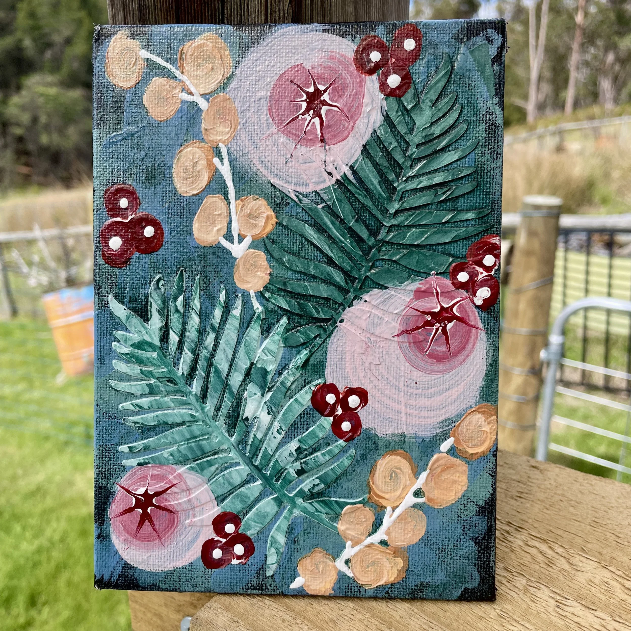 Muted Floral Original – “Soft Botanicals” – 5" x 7" Acrylic on Canvas Panel