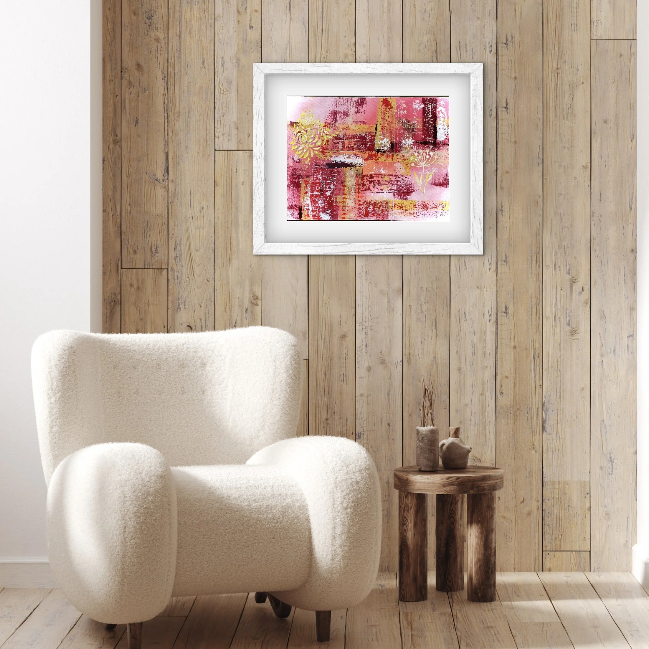 Abstract Original – “Blooming Tension” – Acrylic on Canvas Panel (30cm × 40cm)