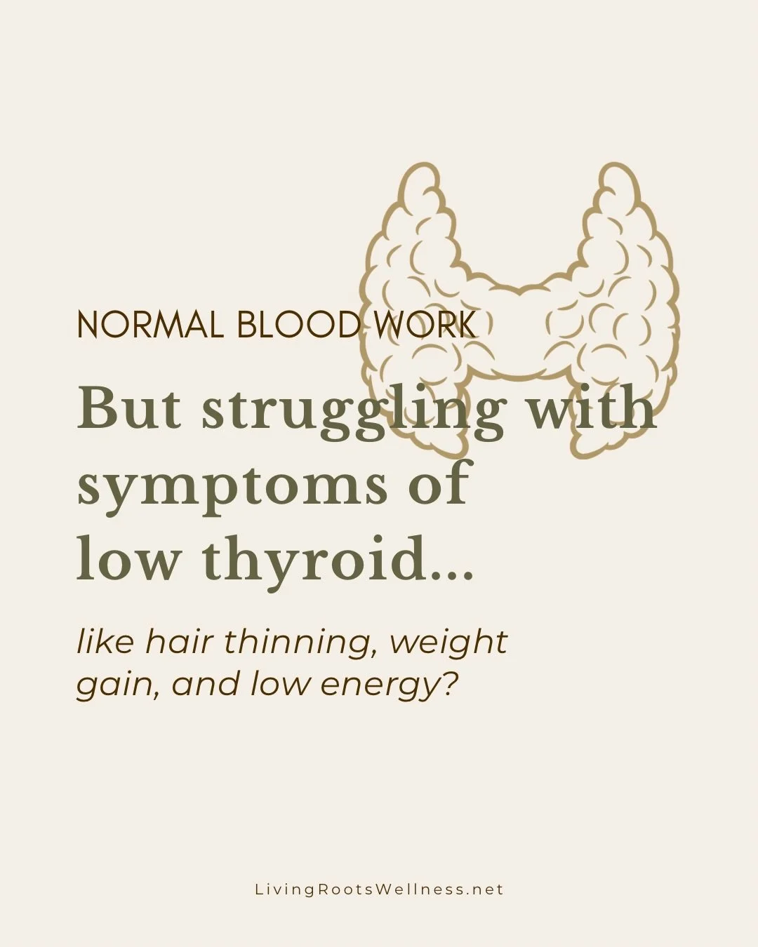 Normal labs don&rsquo;t always mean optimal function. 👀

If you&rsquo;ve been told your thyroid labs are &ldquo;fine&rdquo; but you&rsquo;re still dealing with symptoms like fatigue, hair thinning, weight gain, cold hands &amp; feet, or low motivati