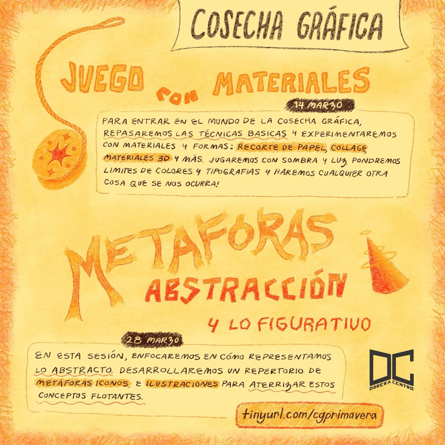 Quedan dos semanas antes de la primera sesi&oacute;n de cosecha gr&aacute;fica en @obreracentro ! El 14 de marzo, exploraremos materiales y las posibilidades que surgen cuando nos separamos del plum&oacute;n. El 28 de marzo, desarrollaremos una bibli