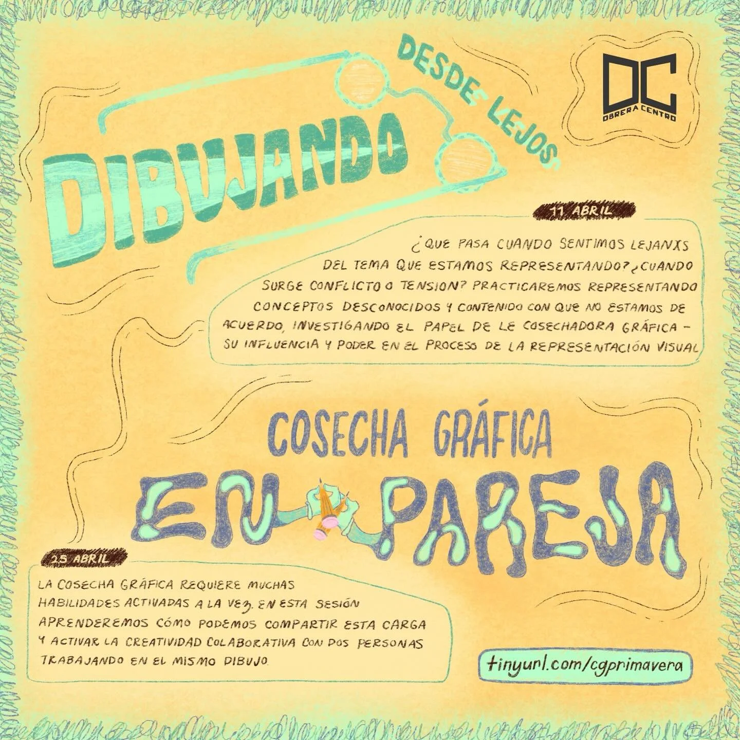 &iexcl;Quedan dos sesiones m&aacute;s para practicar la cosecha gr&aacute;fica en este ciclo en @obreracentro ! El 11 de Abril, experimentamos con temas lejanos, dibujando ideas desconocidas o con que nos estamos de acuerdo. El 25, terminamos con cos