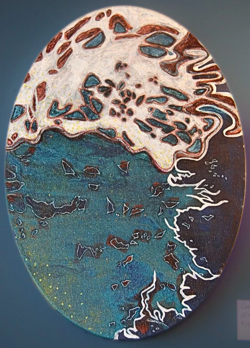 $139- Cosmic Collision- 14"x10" Mixed Media