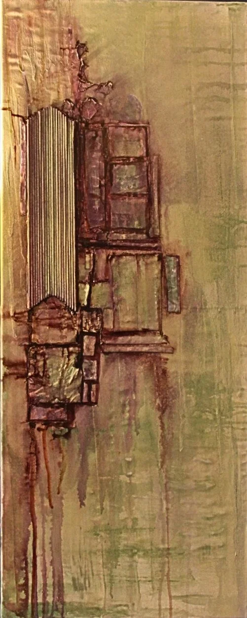 $419- Building Enlightenment- 16"x40" Mixed Media