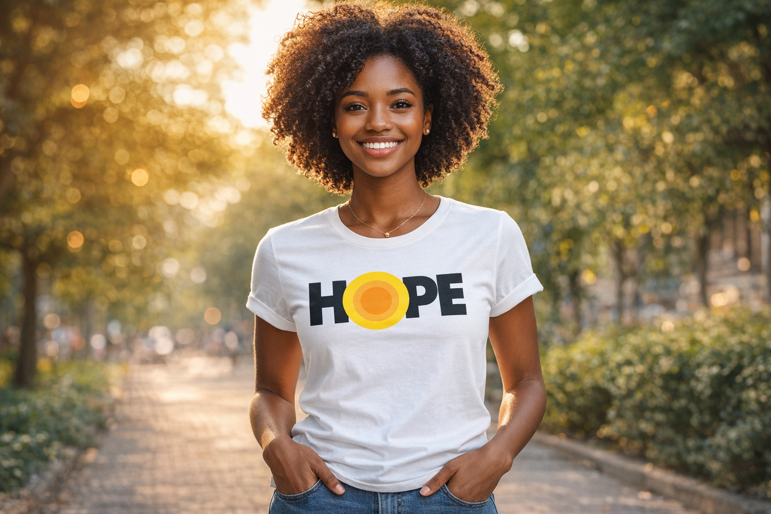 Young black woman with HOPE logo tshirt.png