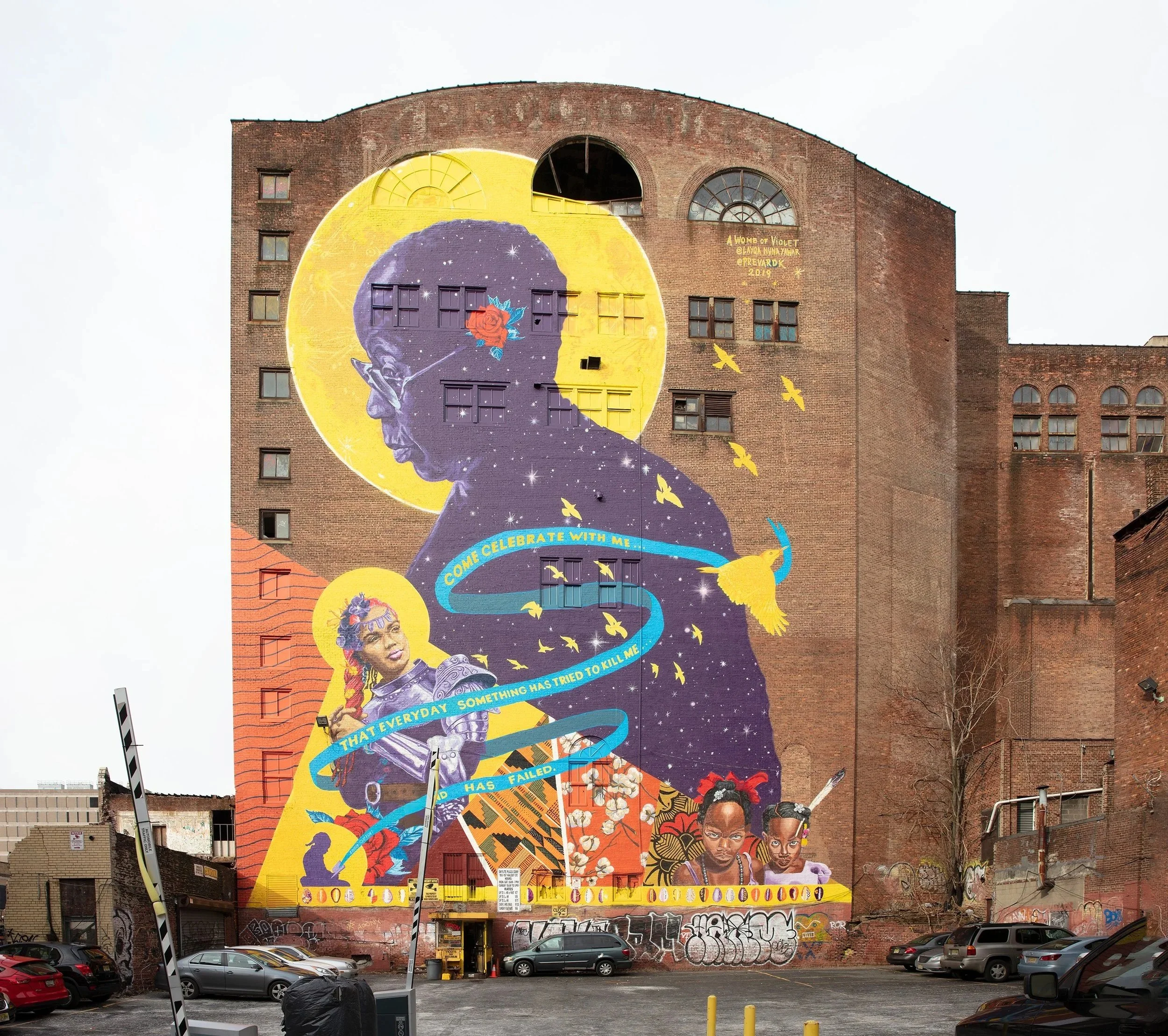 A Womb of Violet Collective
Layqa Nuna Yawar and Kelley Prevard
Magnitude and Bond 
(2019)

Supported by Four Corners Public Arts 
Partnership Halsey St. & Branford Place,
Newark, NJ