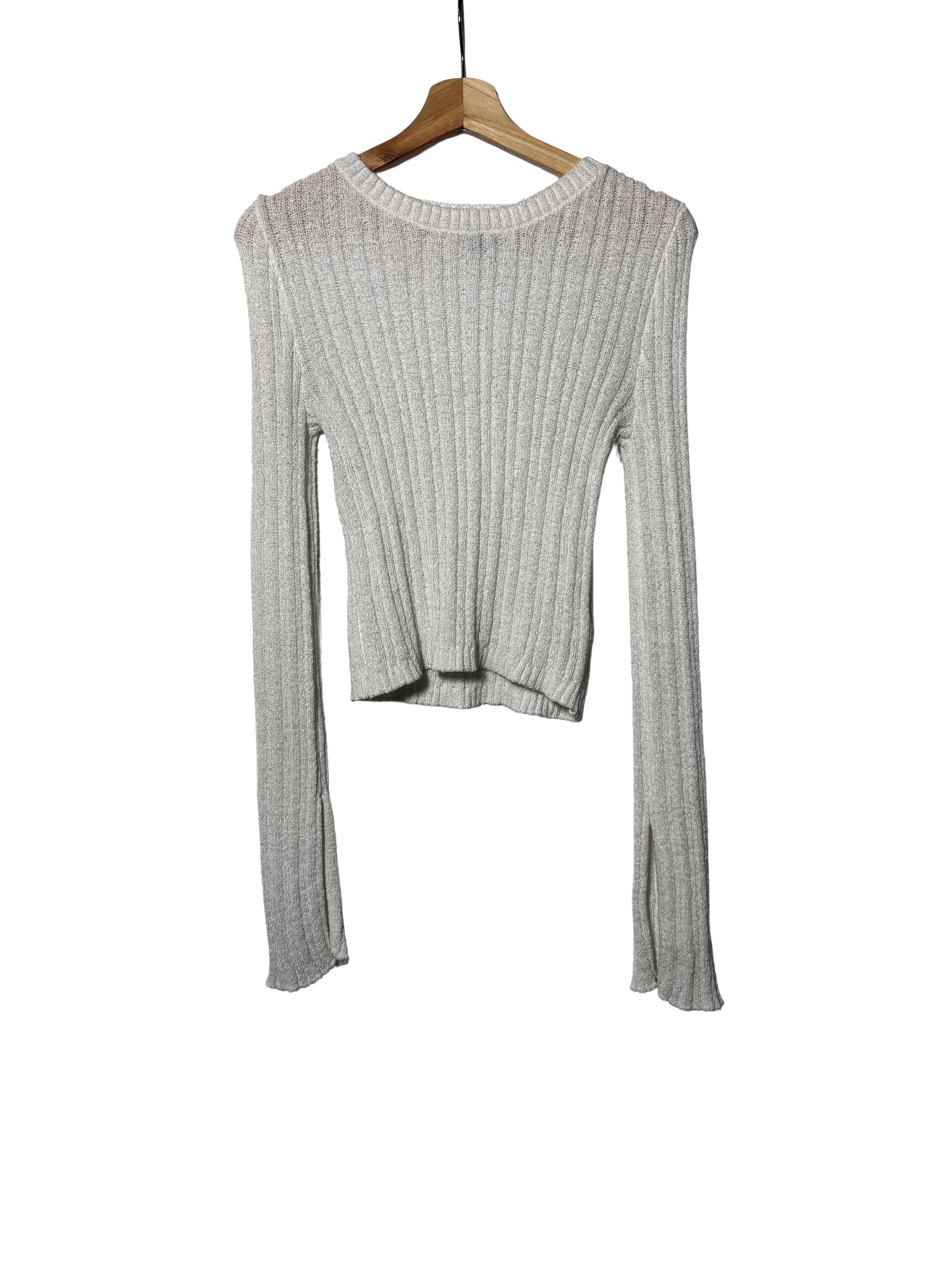 white soft ribbed cropped sweater (size m)