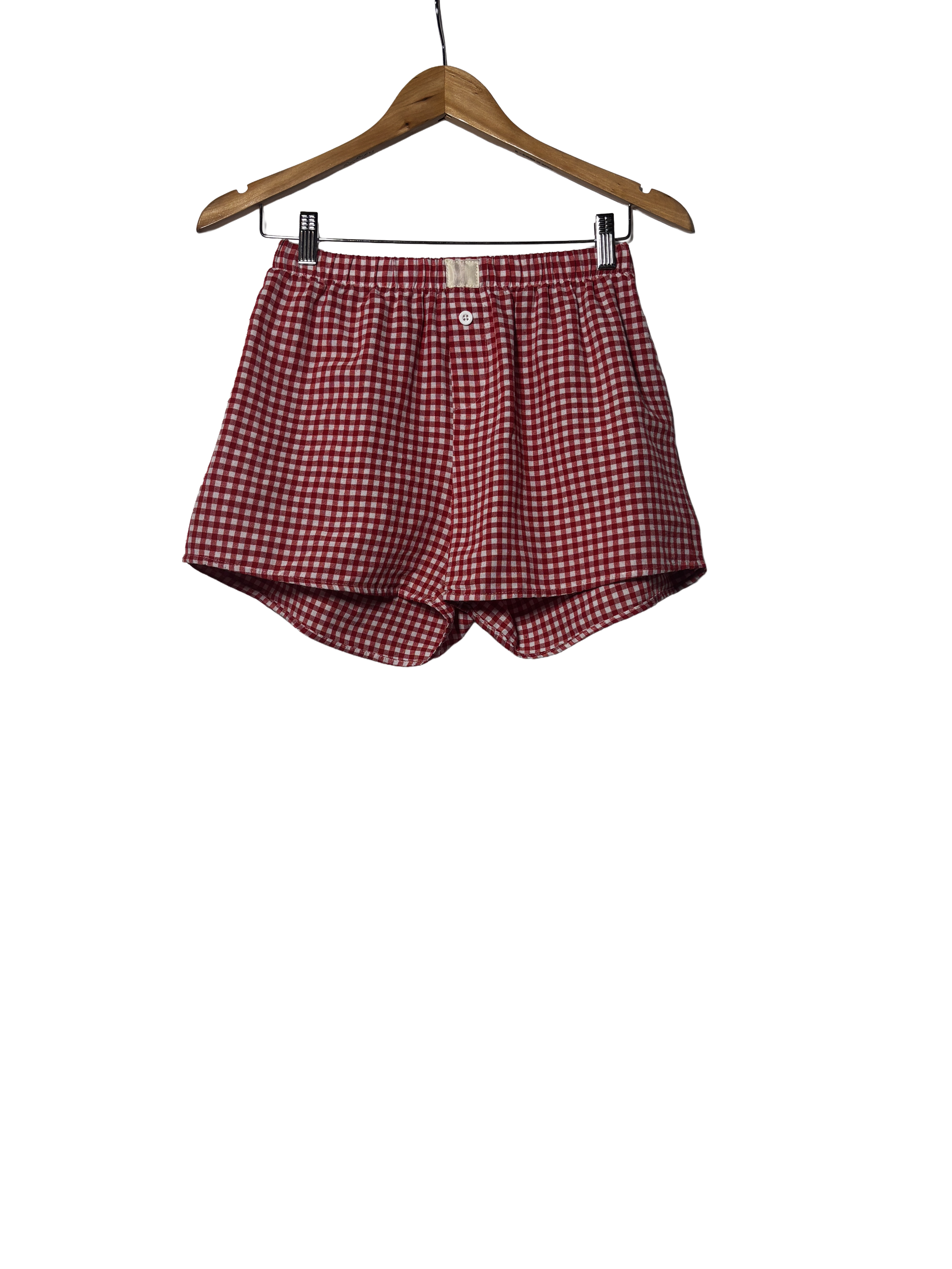 red gingham shorts (size m)