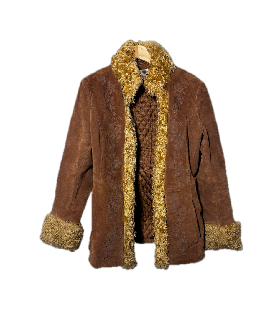 charlotte russe faux suede shearling jacket (size m)