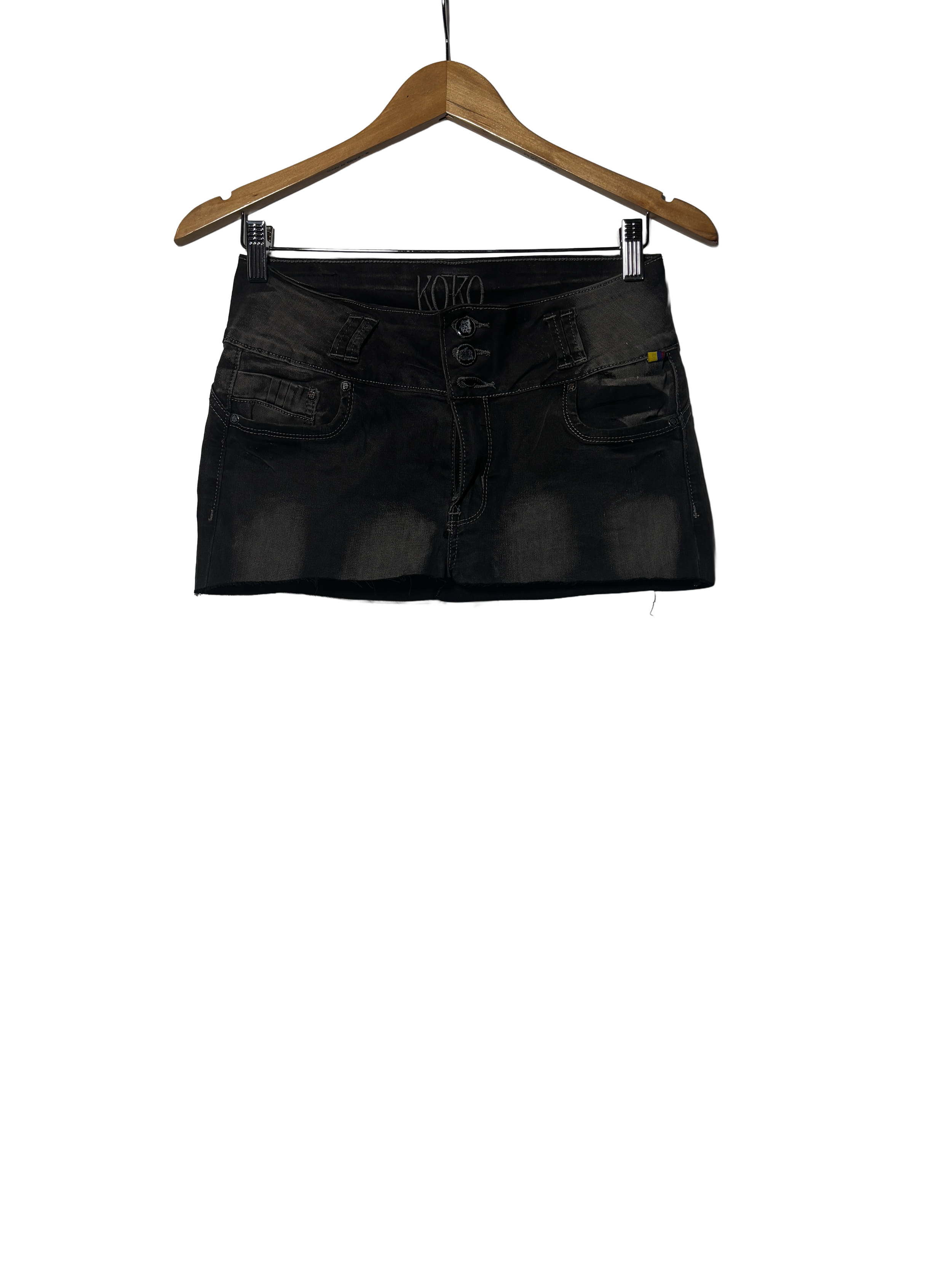black denim mini skirt (no size)