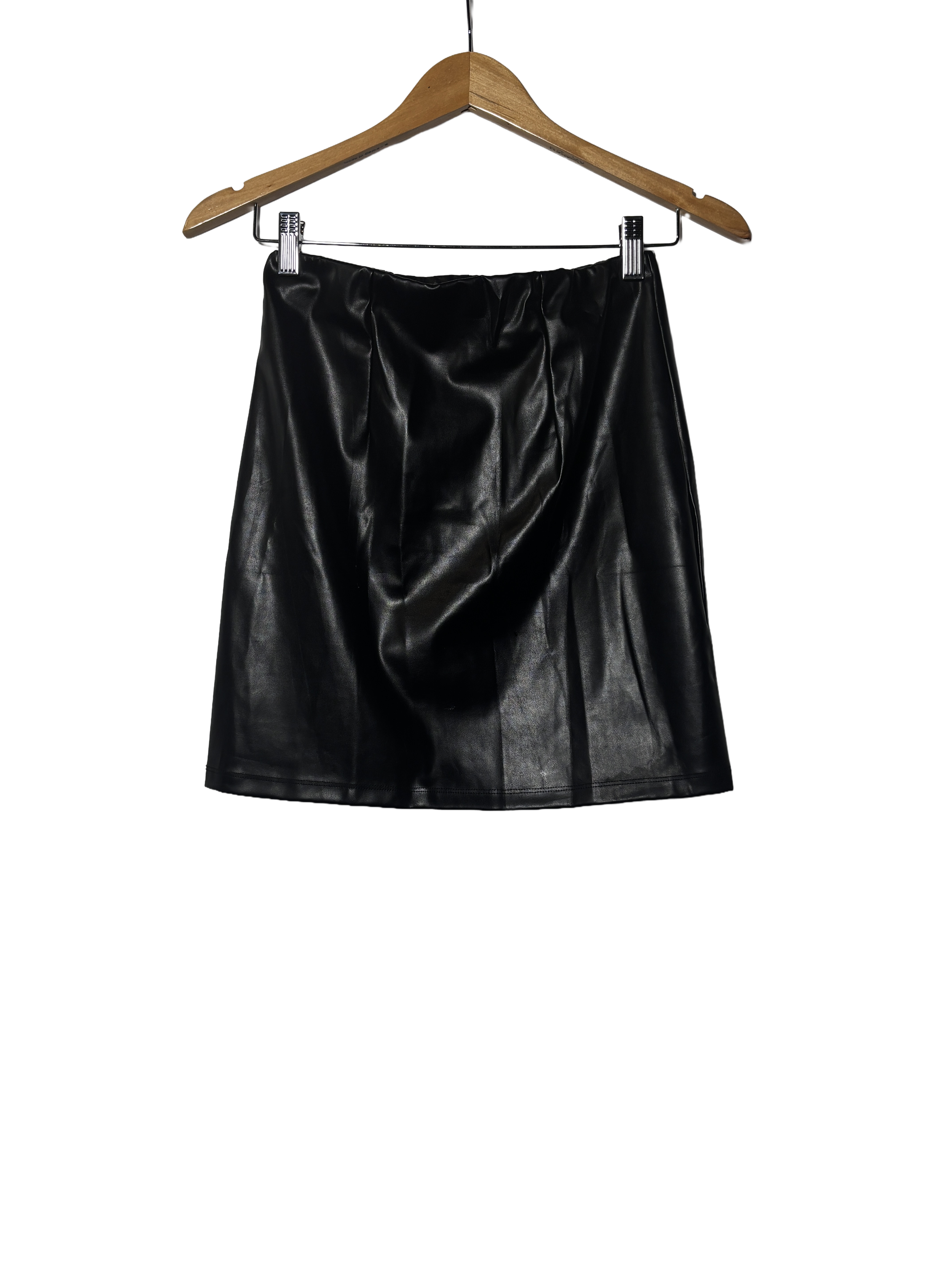 black asos faux leather mini skirt (size 4t)
