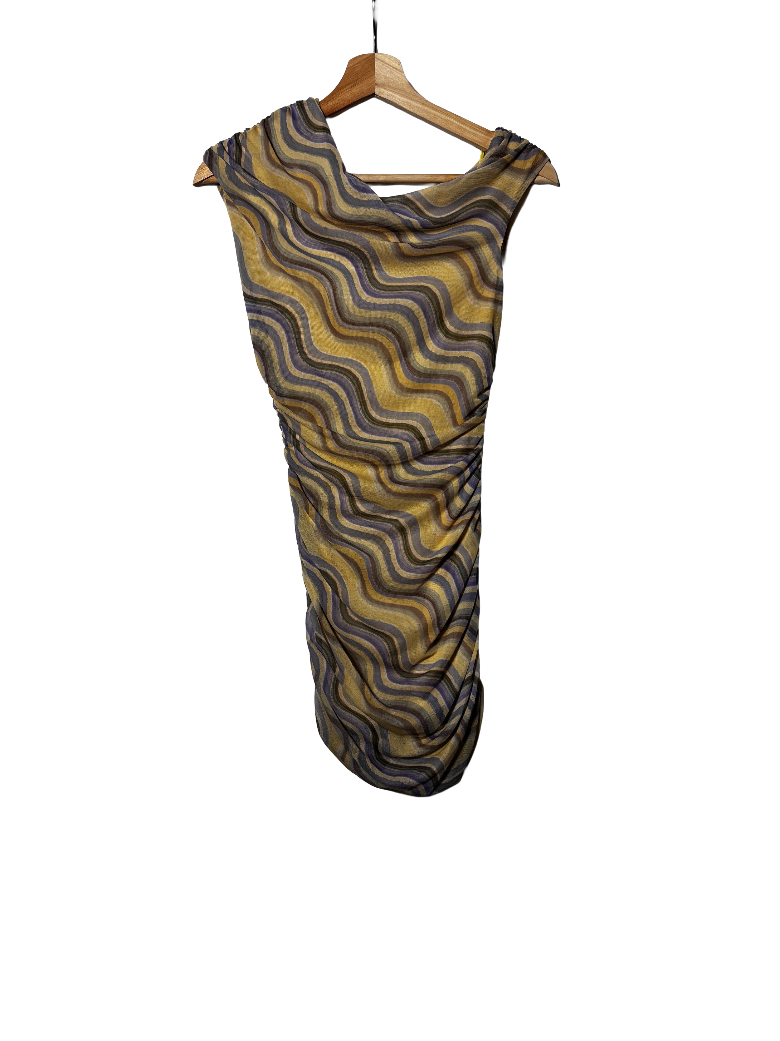 zara abstract ruched mini dress (size s)