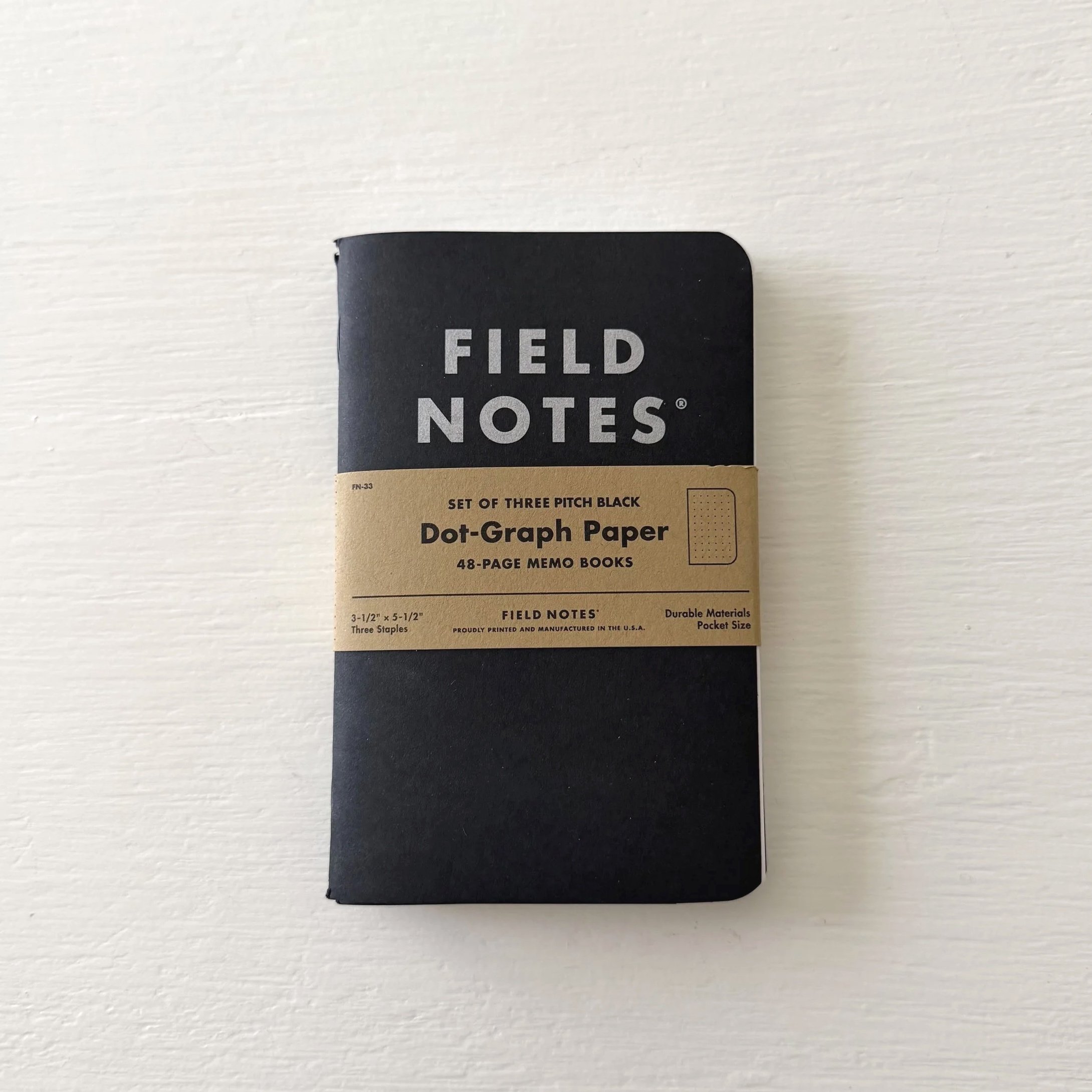 [New] Pitch Black Memo Book / Dot-Graph  (3 Pack)