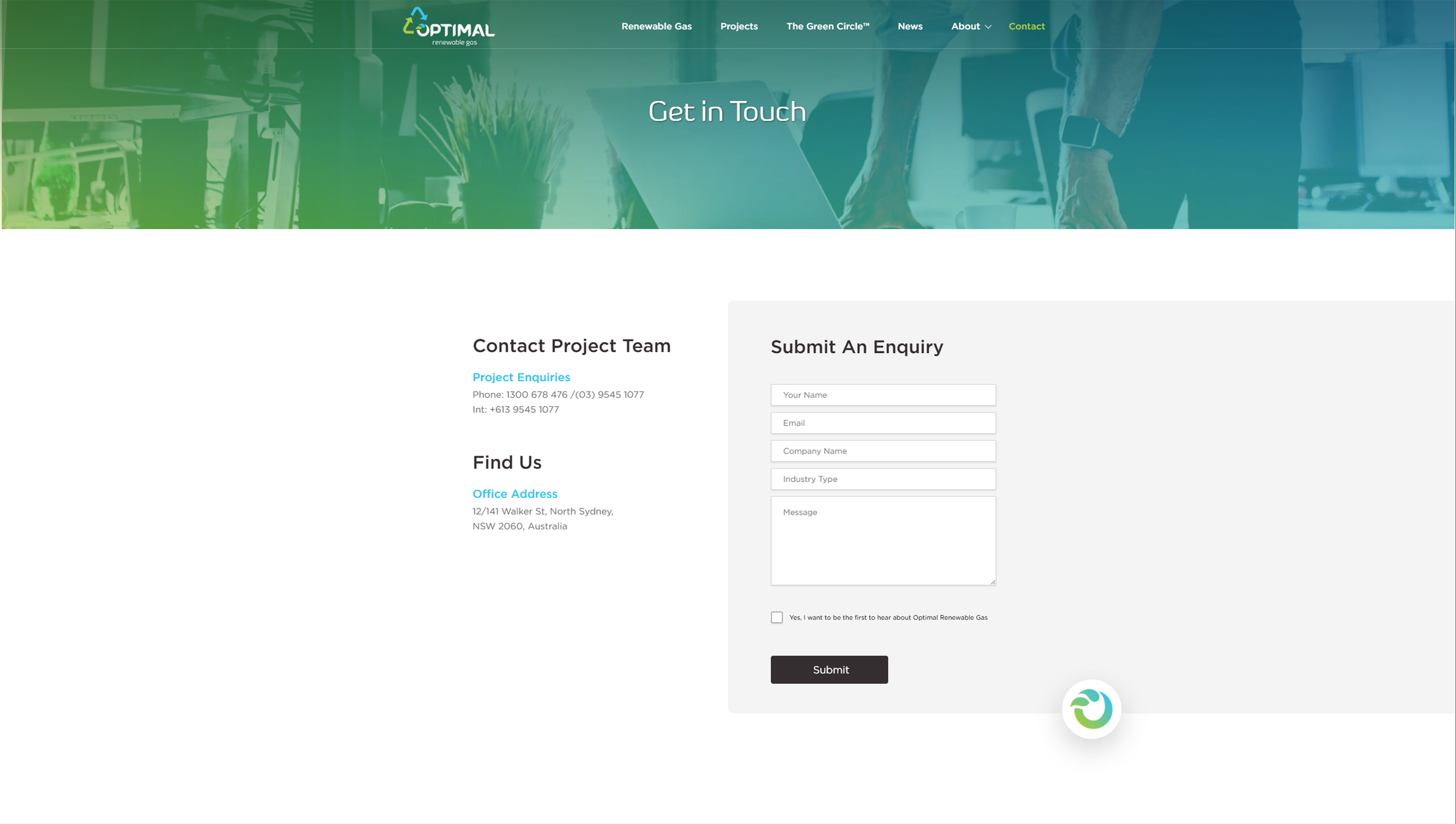 "Get in Touch" Page