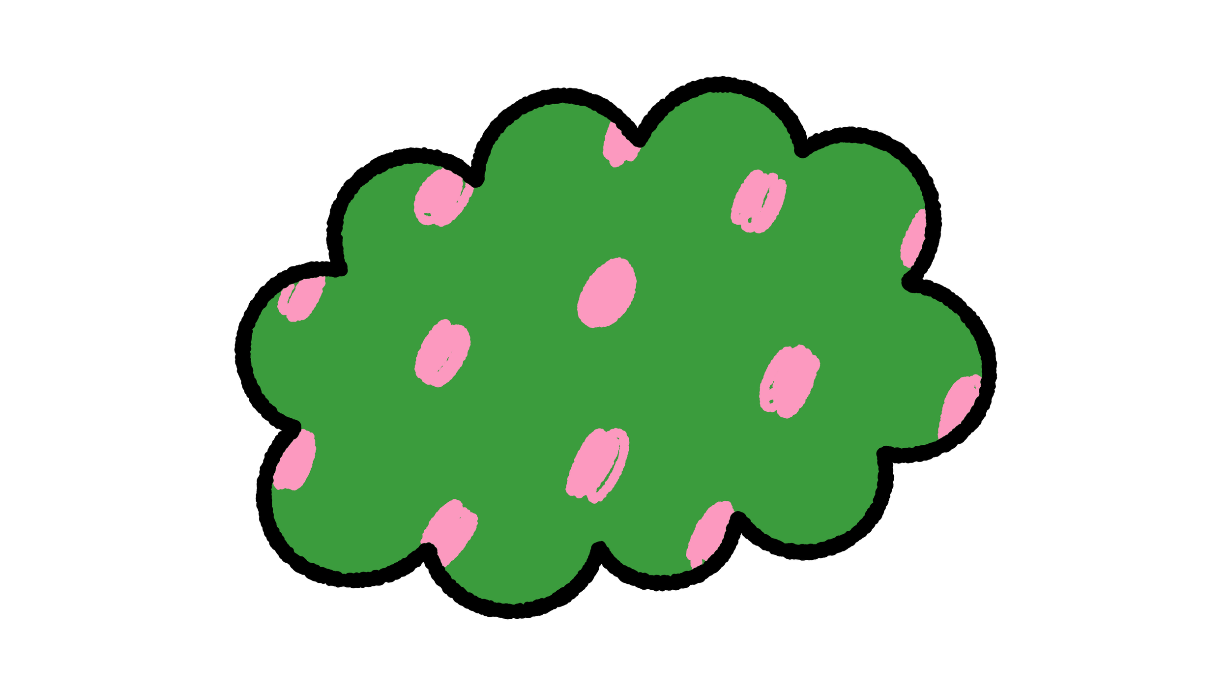 緑色の植物にピンクの斑点がついている。