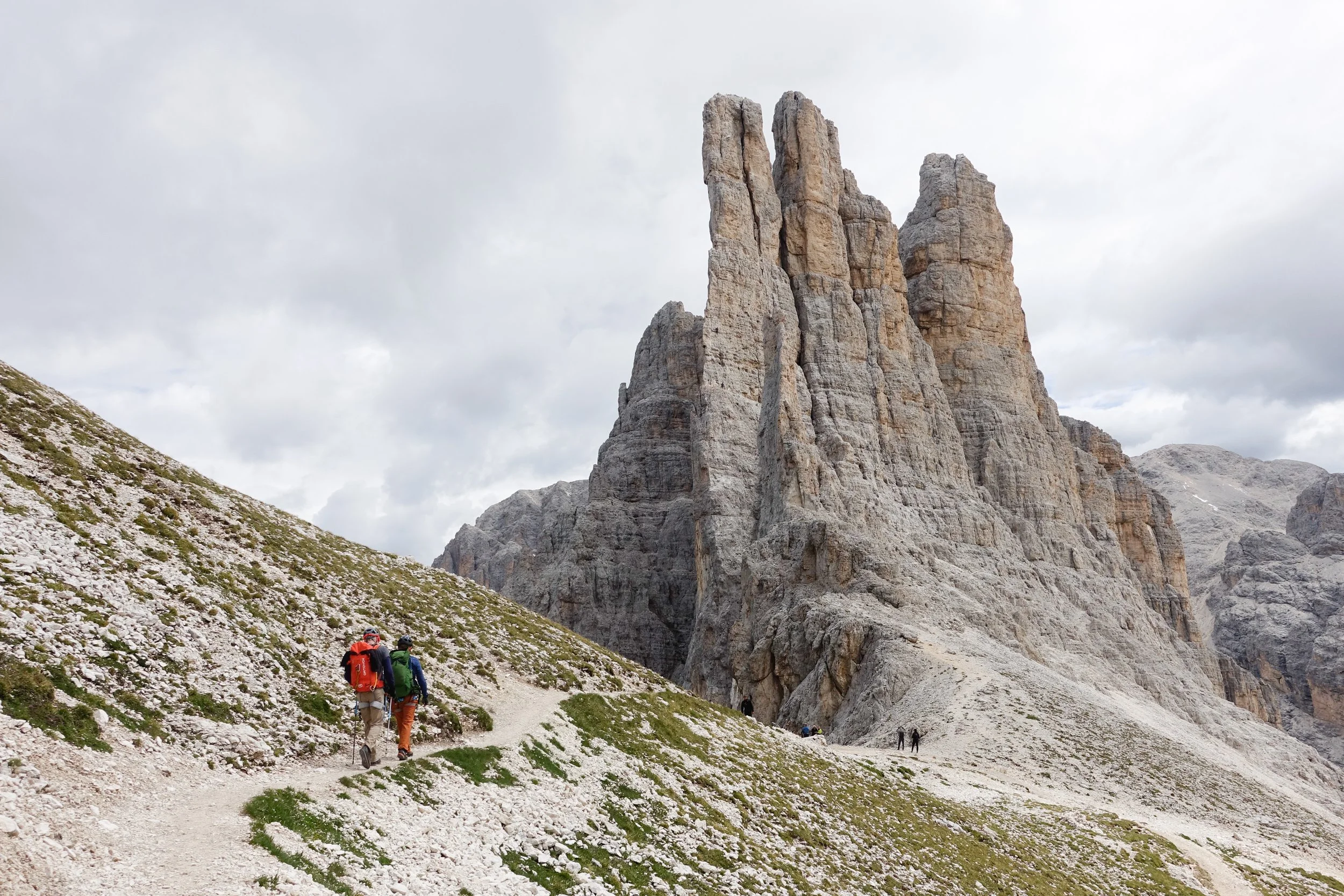 Arriving at the Vajolet Towers