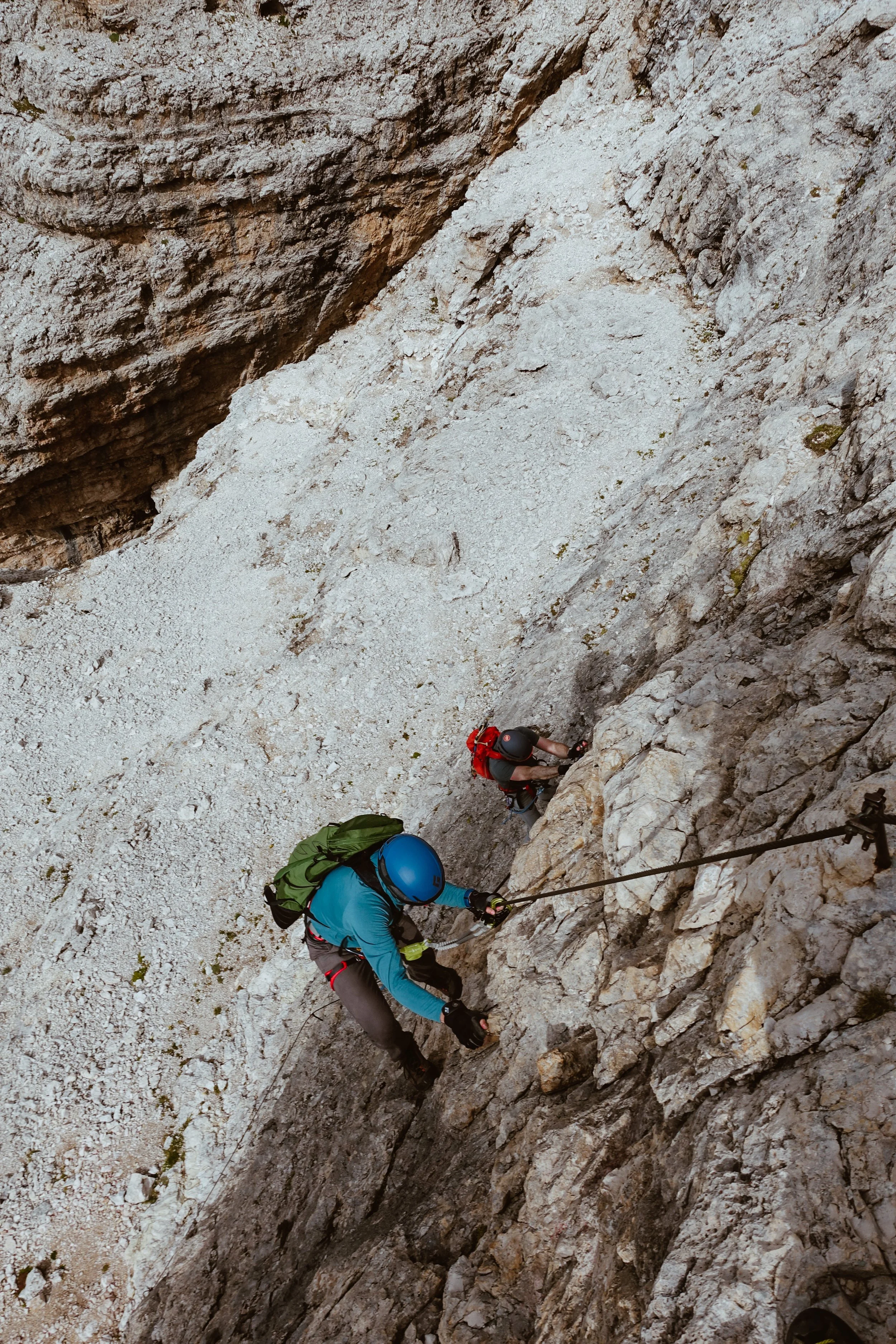 Climbing in the via ferrata Piazzetta