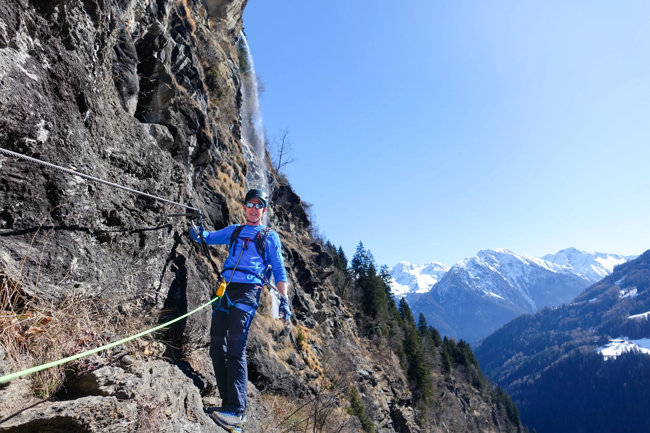 With the Stuller waterfall in the background