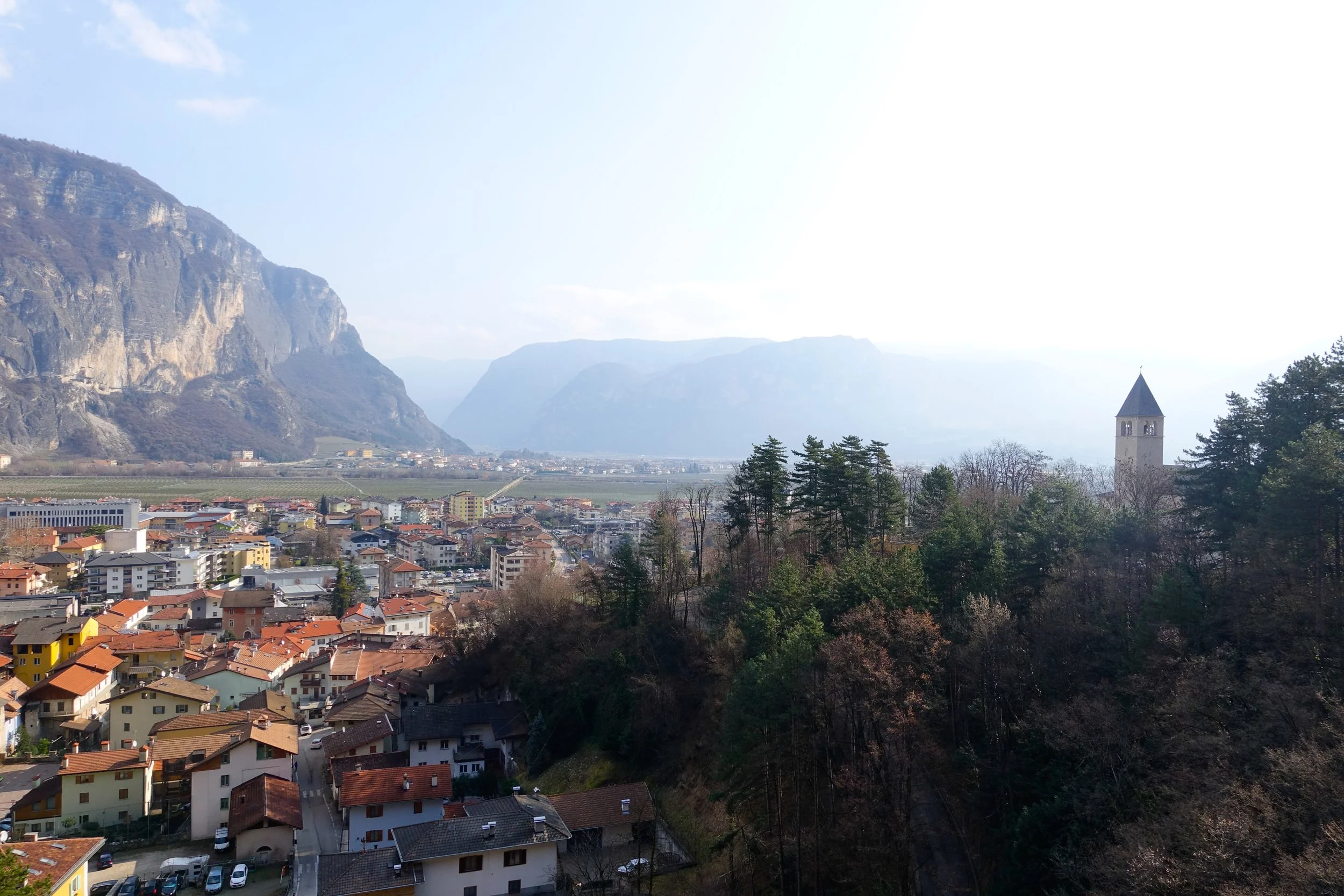 The village of Mezzocorona, with vineyards