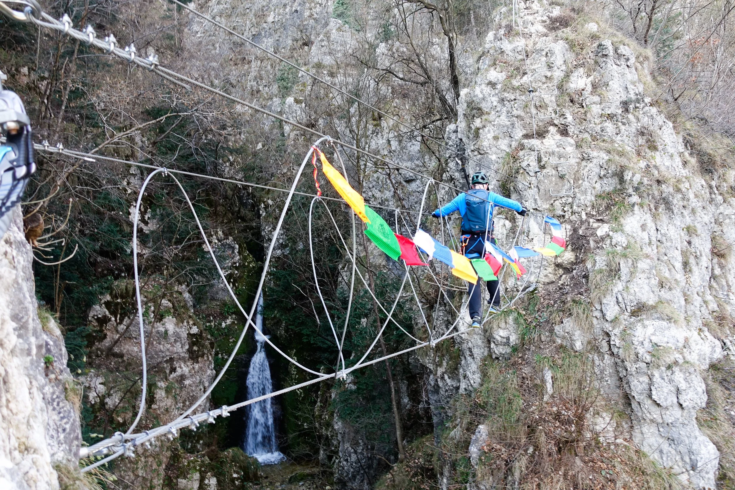 Tibetan bridge at the beginning of via ferrata Val del Rì