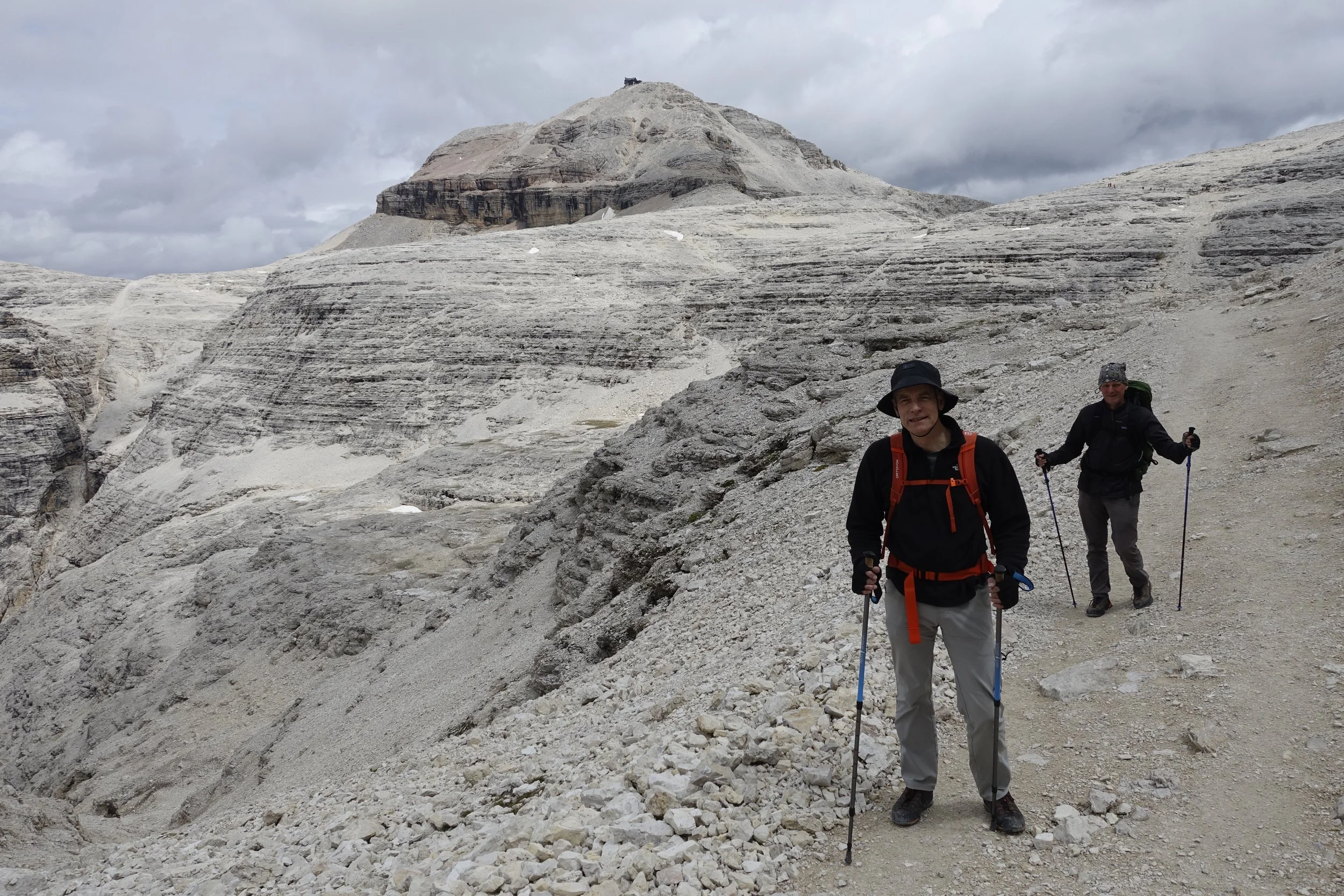 descending from piz boè after the via ferrata piazzetta, with dolomitesafari and the guide filippo barbieri