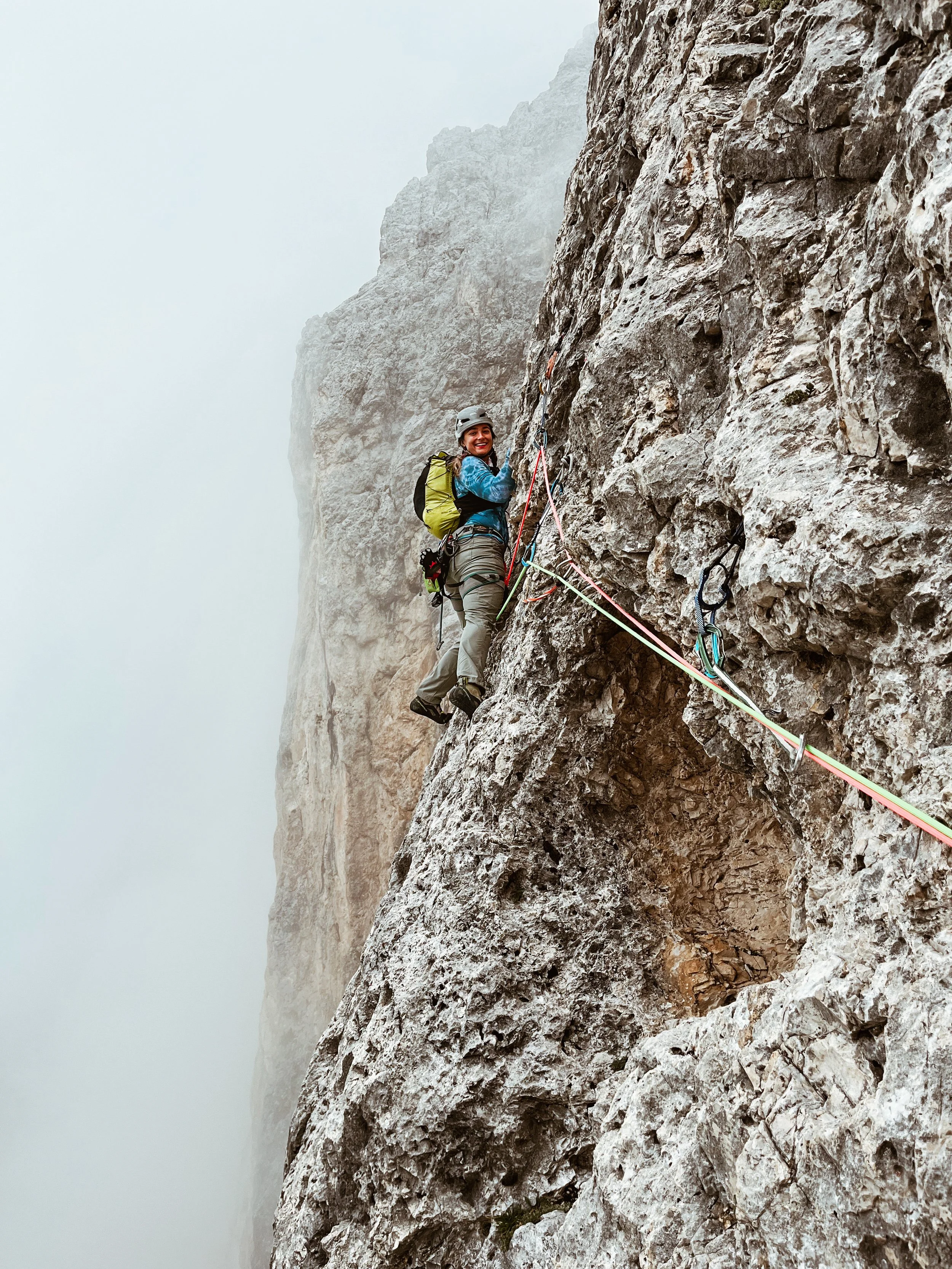 climbing in the dolomites with a mountain guide