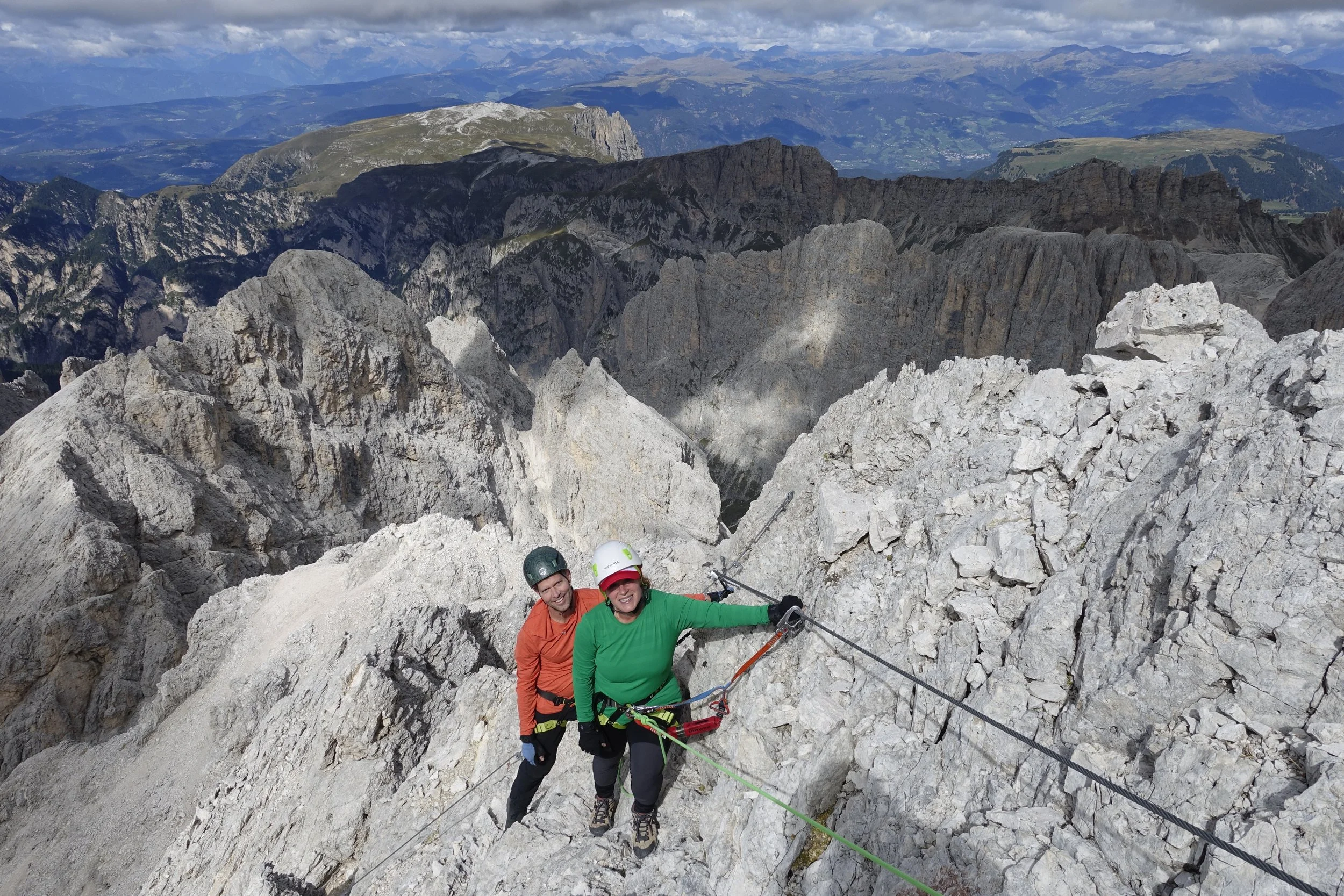via ferrata roda di vael rosengarten with mountain guide Filippo of Dolomitesafari