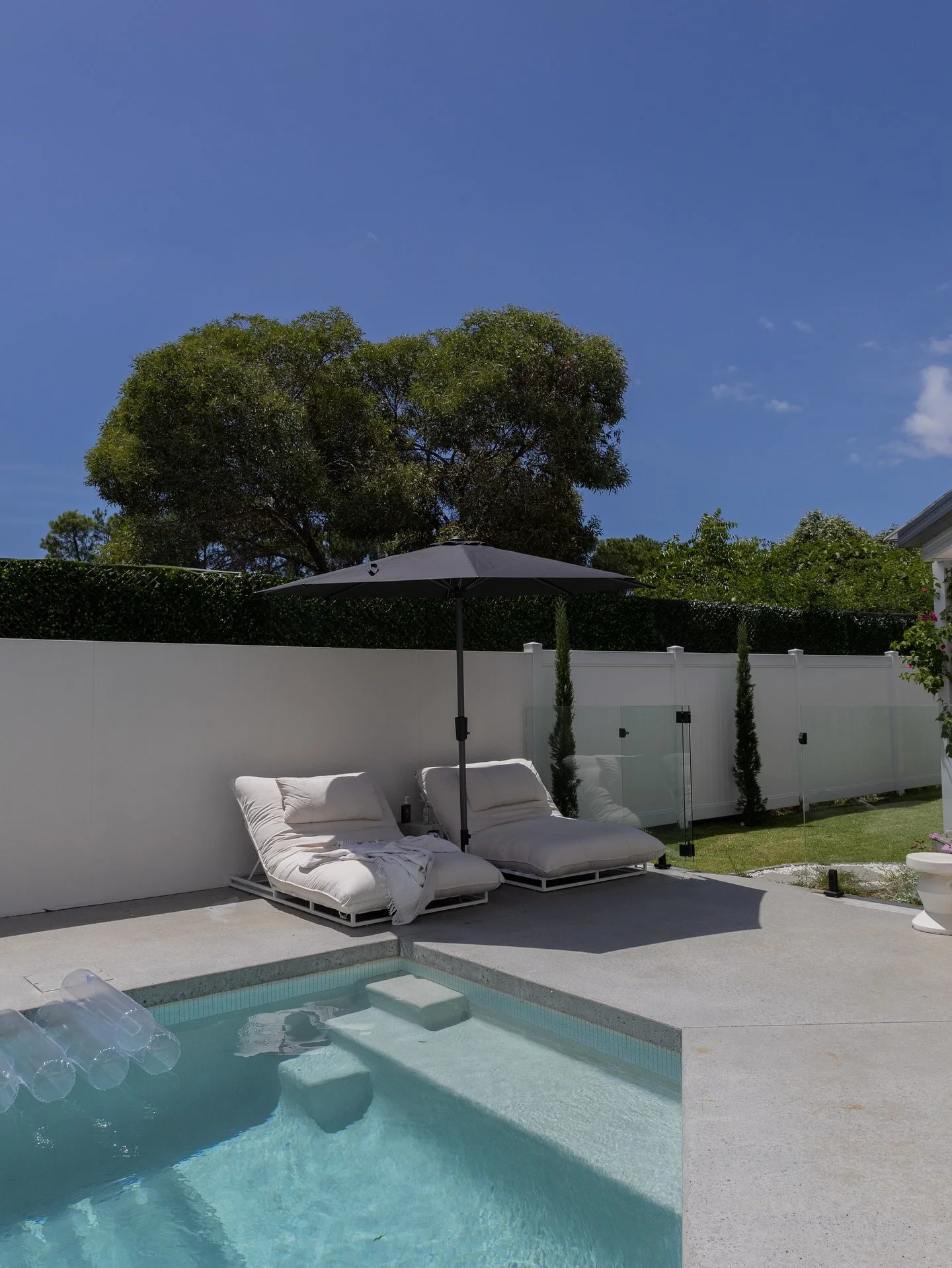 Our BACKYARD - your private retreat that blends European charm with relaxed coastal living. It balances soft greenery, romantic florals, and functional entertaining spaces, creating an outdoor area that feels like a sanctuary. Tucked away in the most