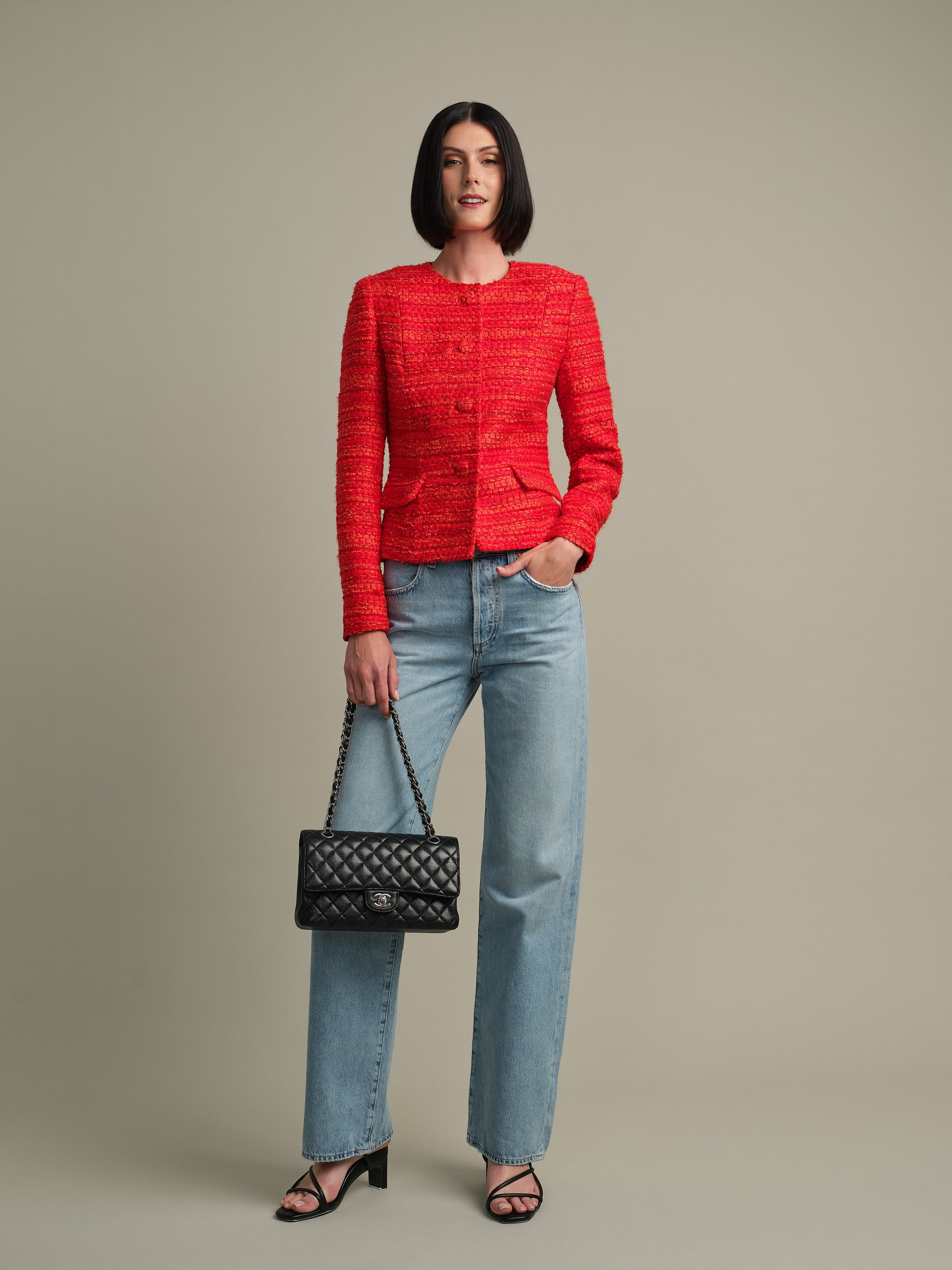 Look 4 - The summer tweed in vibrant red, lined or unlined, effortless styling