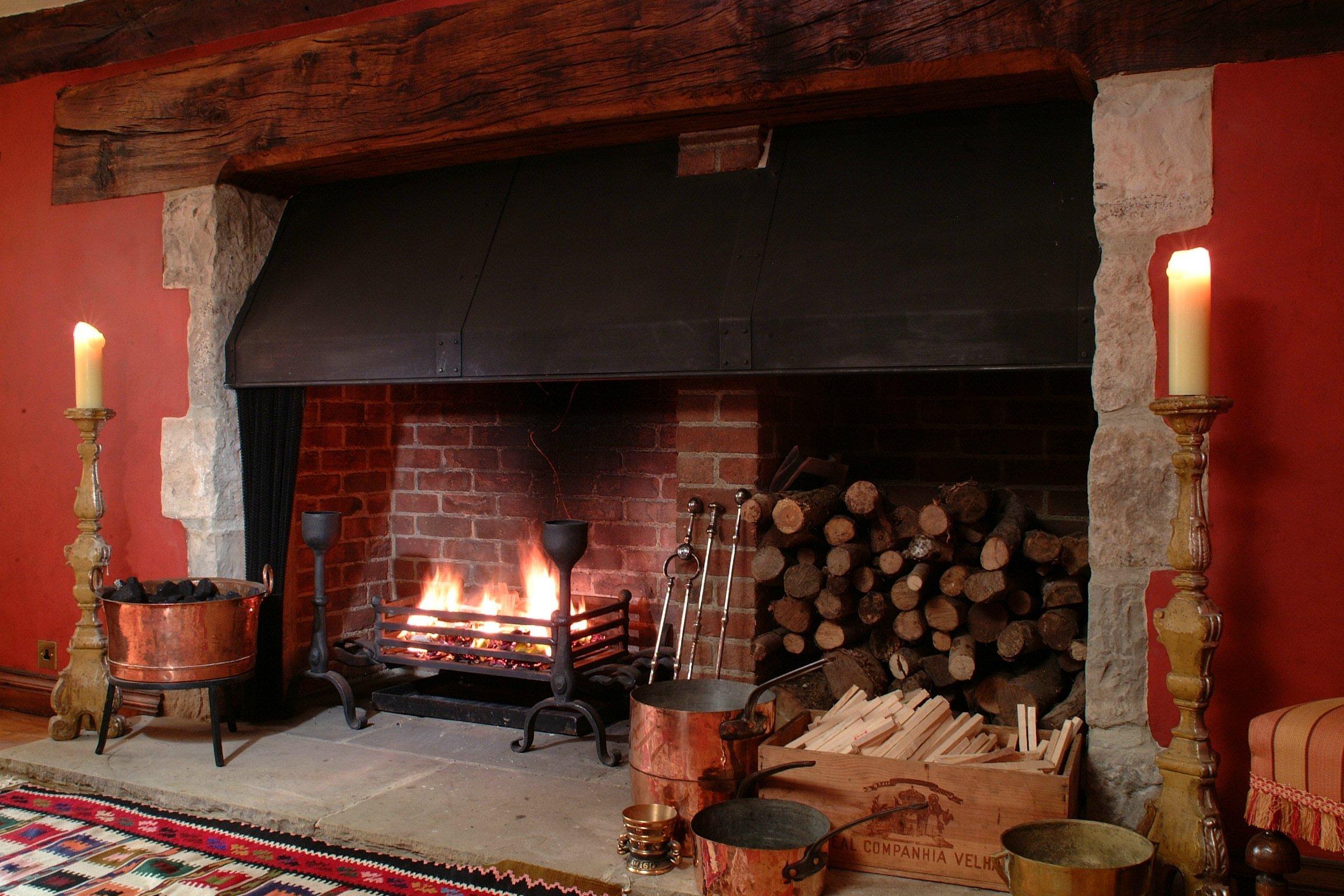 Andirons, firebasket and hood (JC)
